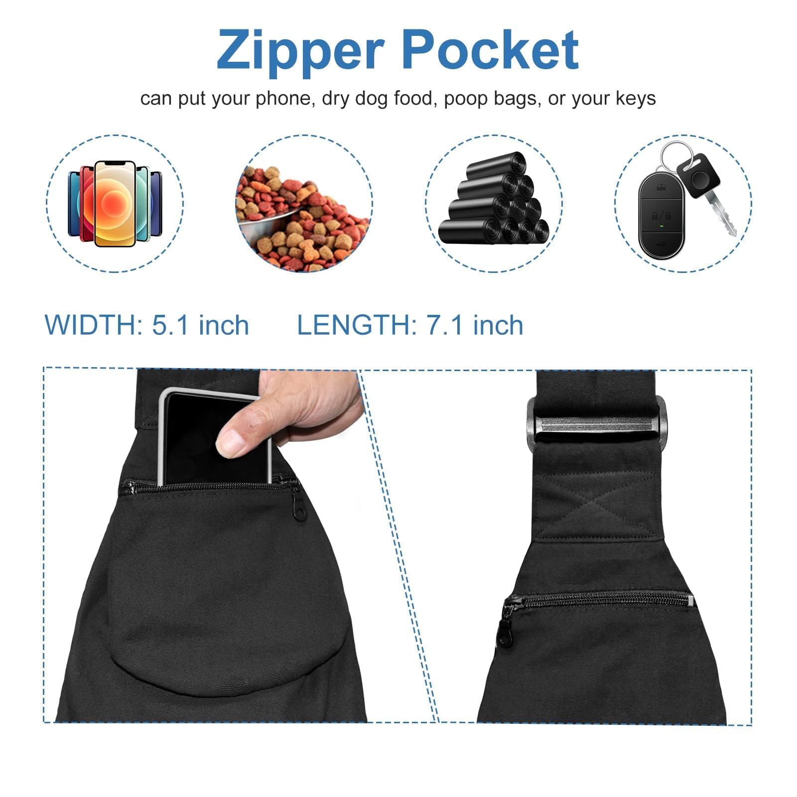 Upgraded Hands-Free Dog Sling Carrier - Reversible, Adjustable, With Pocket, Puppy Sling, Suitable For Dogs Up To 15Lb, Great Fo