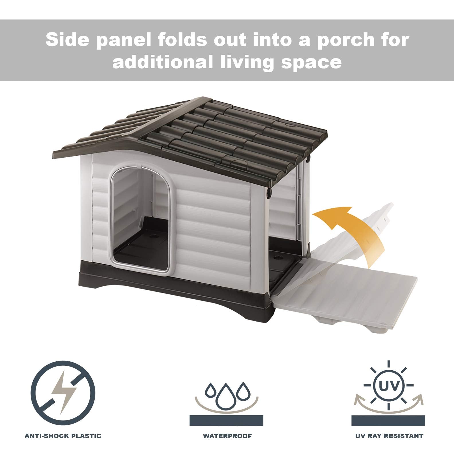 Ferplast Dog Villa Indoor and Outdoor Dog House for Small Dog Breeds, Measures 28.75L x 23.23W x 20.87H Inches, Ventilated with