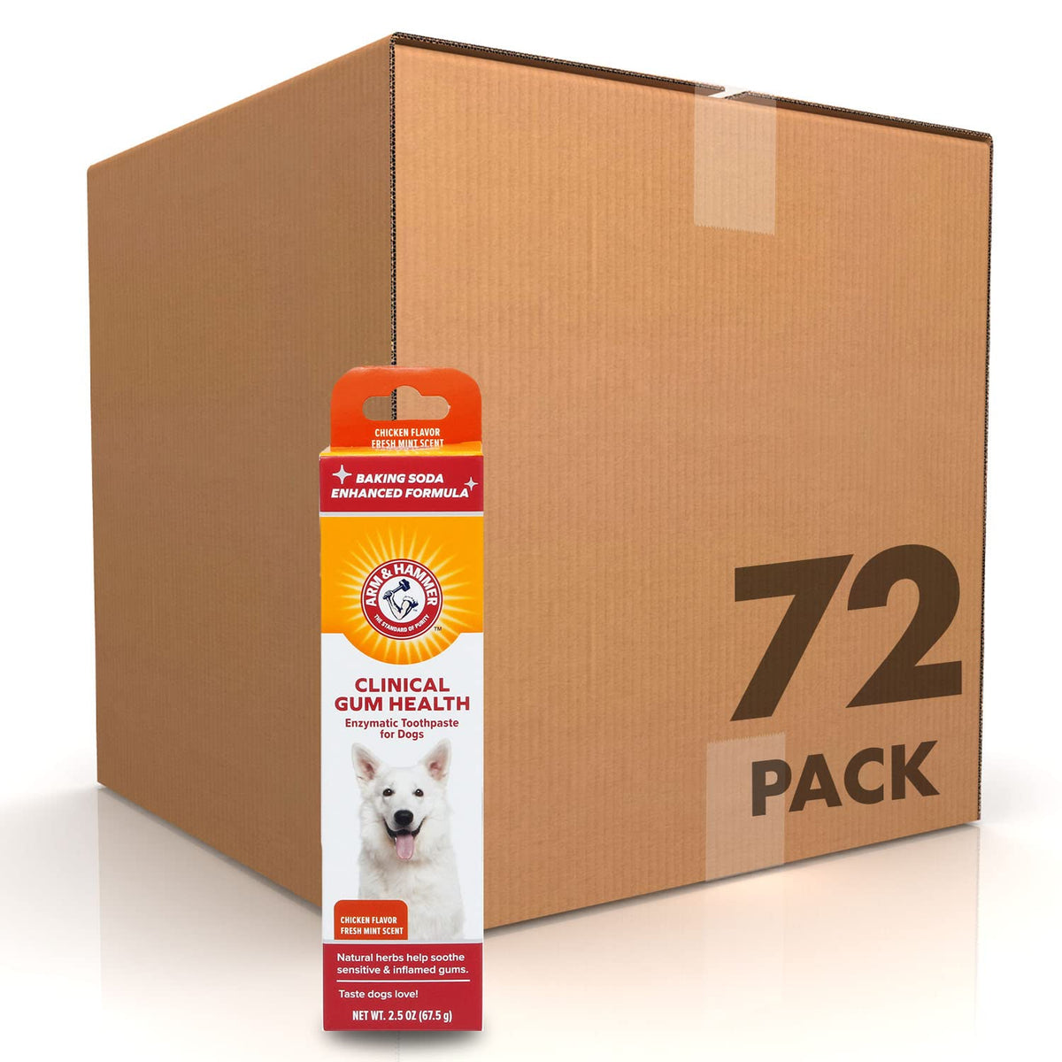 Arm & Hammer For Pets Clinical Care Enzymatic Toothpaste For Dogs | Soothes Inflamed Gums | Dog Toothpaste Is Safe For All Dogs And Puppies, Chicken Flavor, 2.5 Ounces - 72 Pack
