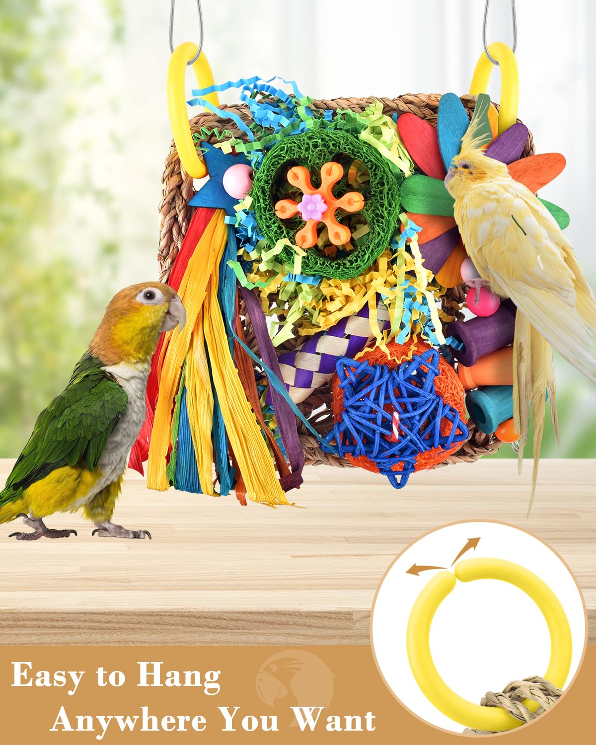 Erkoon Bird Cockatiel Toys Foraging Toys Hanging Parrot Toys For Lovebrid Parakeets Conures Bird Foraging Wall With Colorful Toy