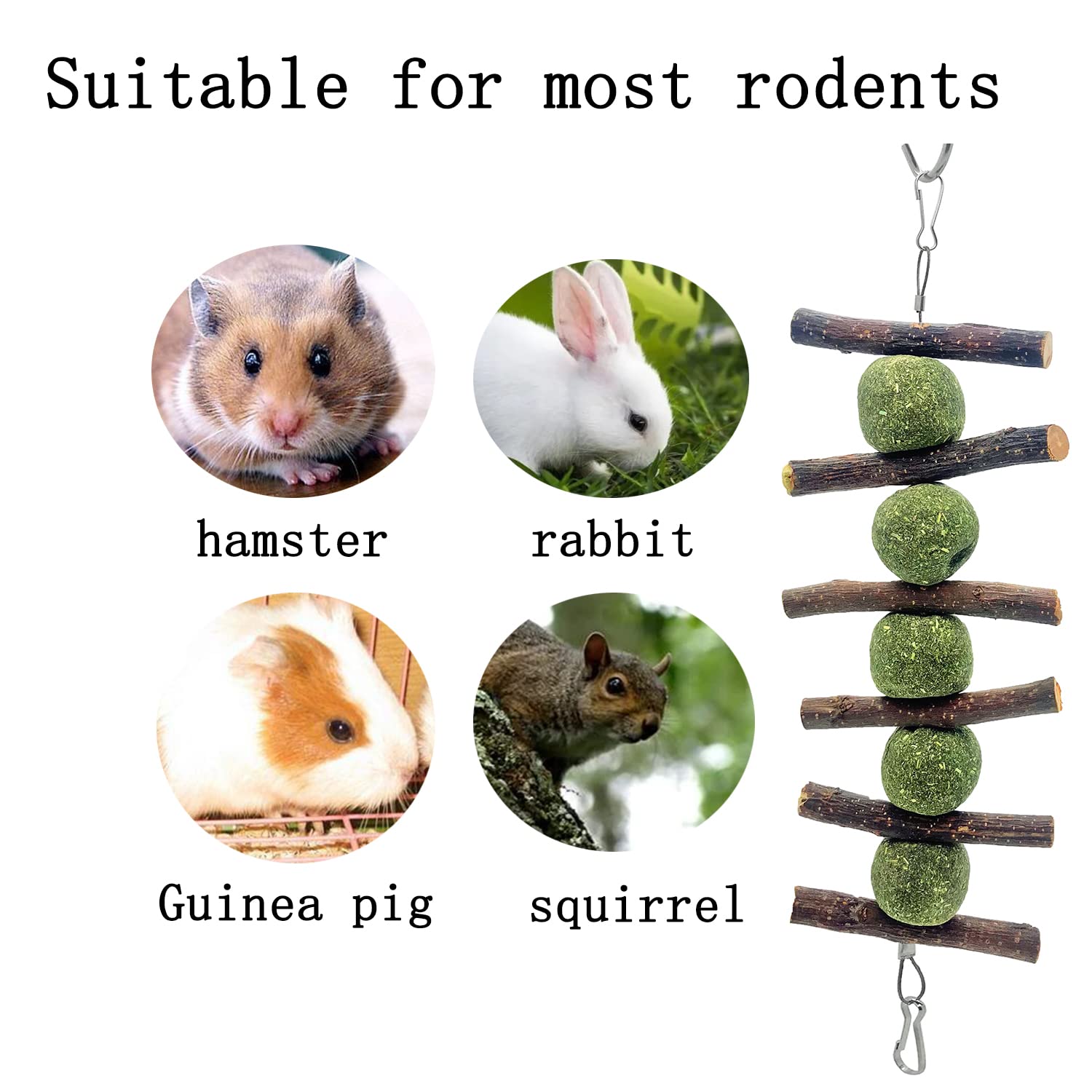 Myyzmy 3 Pcs Bunny Chew Toys, Rabbit Chew Toys For Teeth Grinding, Natural Organic Apple Wood Stick For Improve Rabbits Guinea P