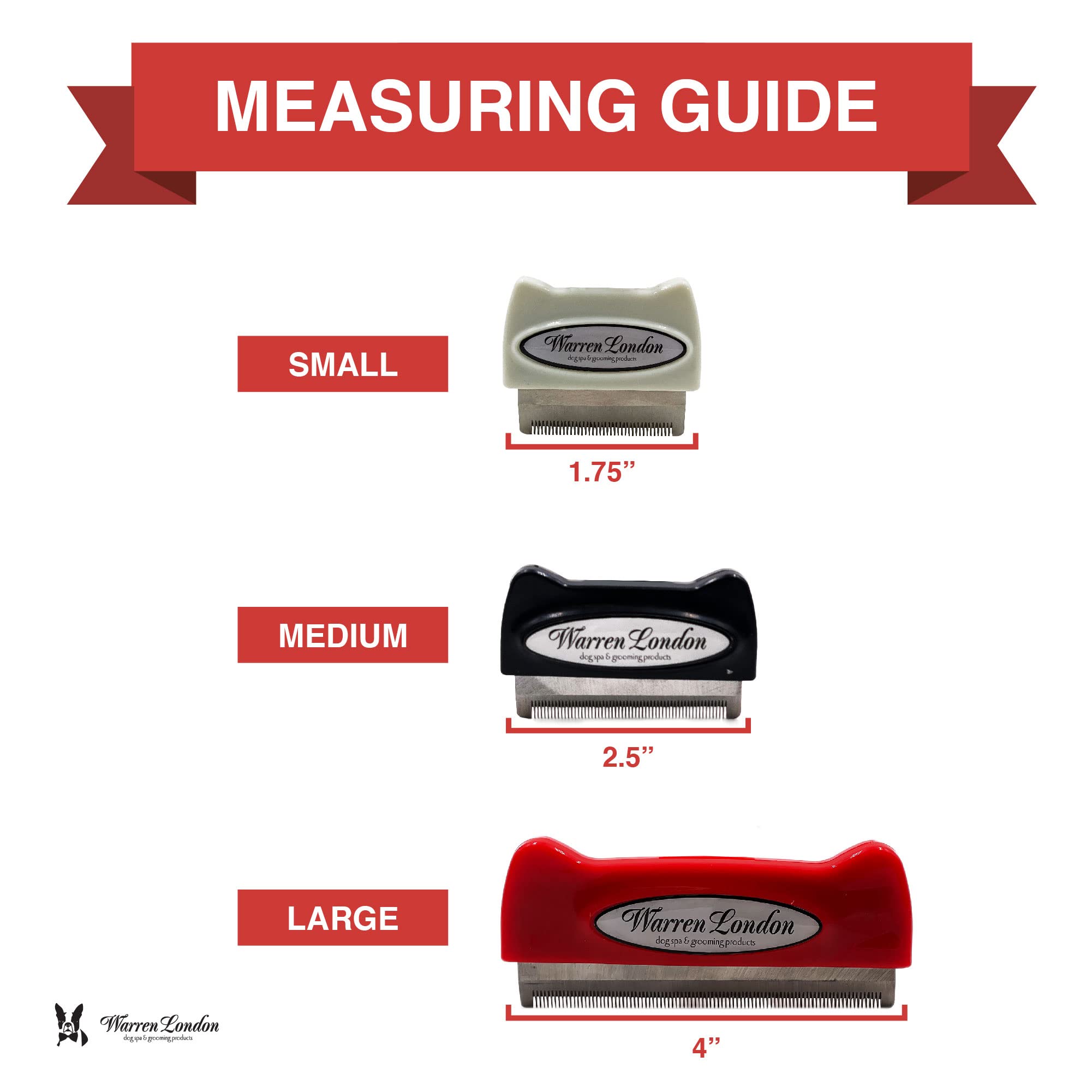 Deshedding Dog Brush By Warren London | Stainless Steel Deshedding Tool | Long Hair - Large