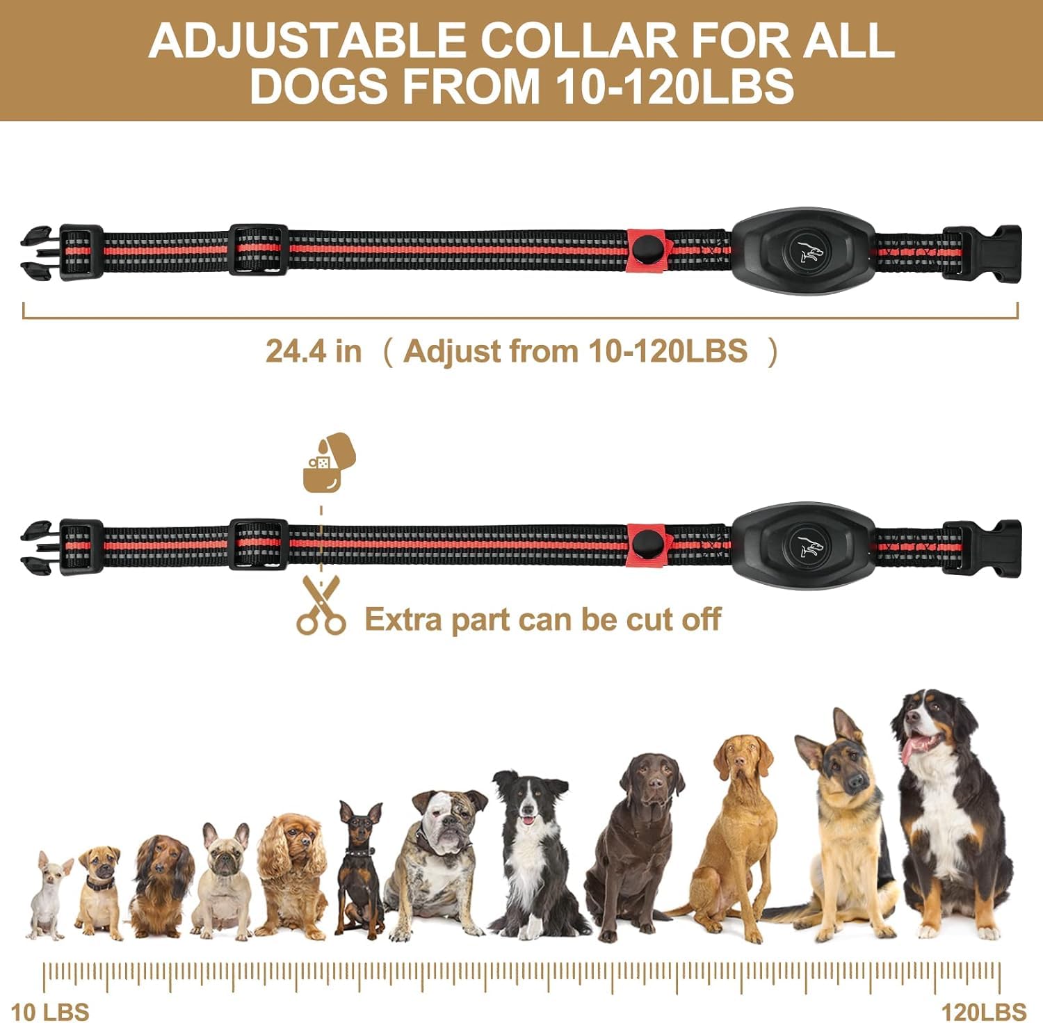 Dog Training Collar - 2 In 1 Rechargeable Remote Dog Shock Anti-Bark Collar W/3 Training Modes, Beep, Vibration, Shock 100% Waterproof, Up 1300Ft Range For Small Medium Large Dogs (Black)