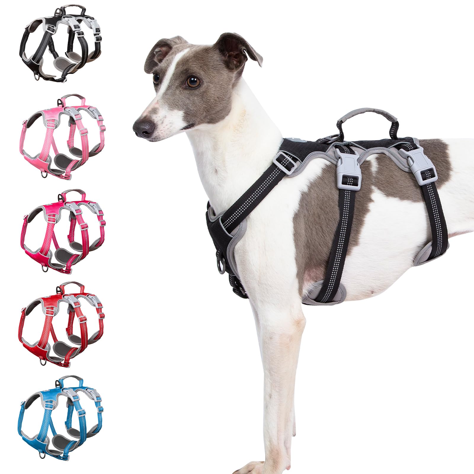Huntboo No Escape Dog Harness, Escape Proof Harness, Reflective Harness With Padded Handle, Breathable, Durable, Adjustable Vest