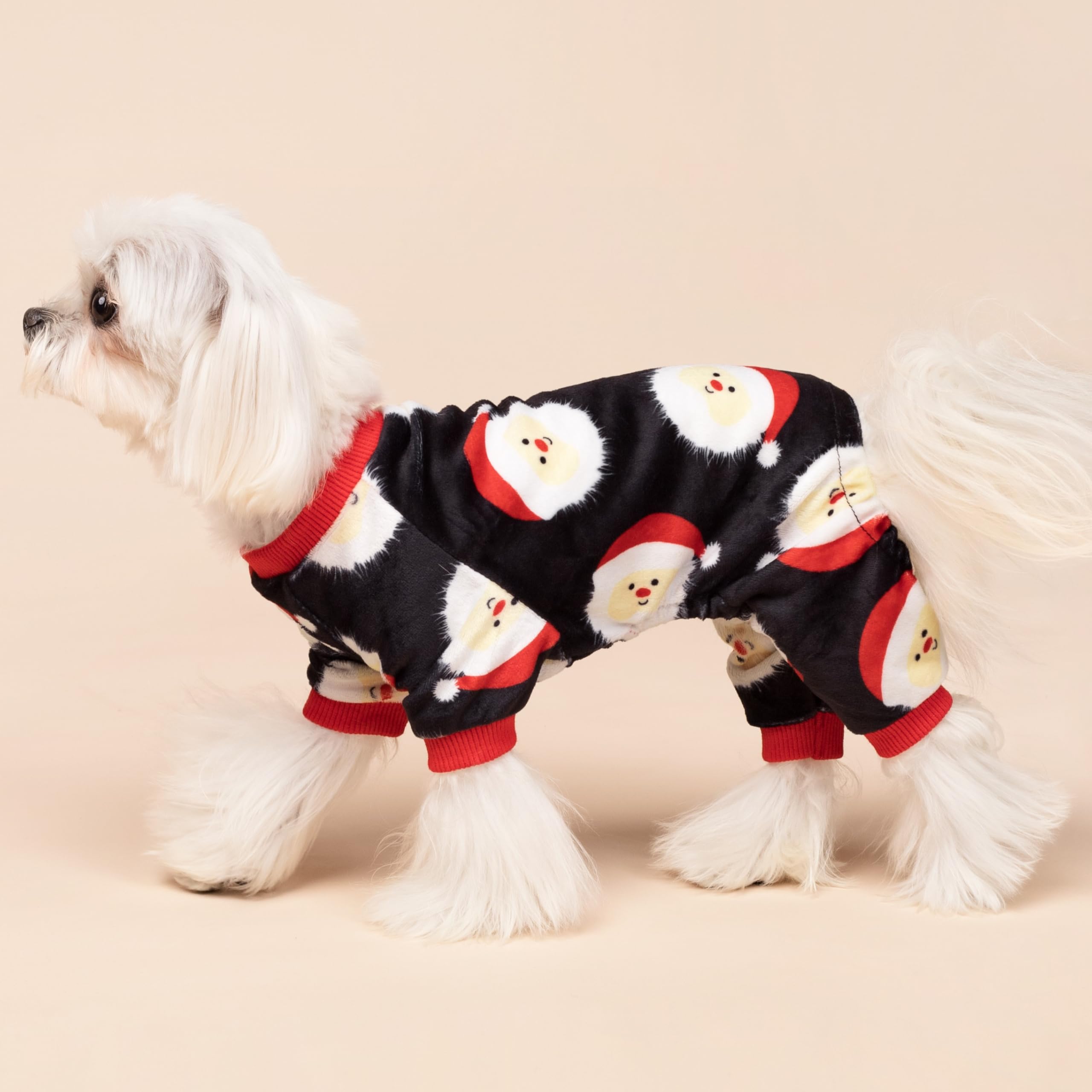 Fitwarm Santa Claus Dog Christmas Pajamas, Winter Doggy Clothes For Small Dogs Boy Girl, Fleece Dog Jammies With Feet, Holiday P