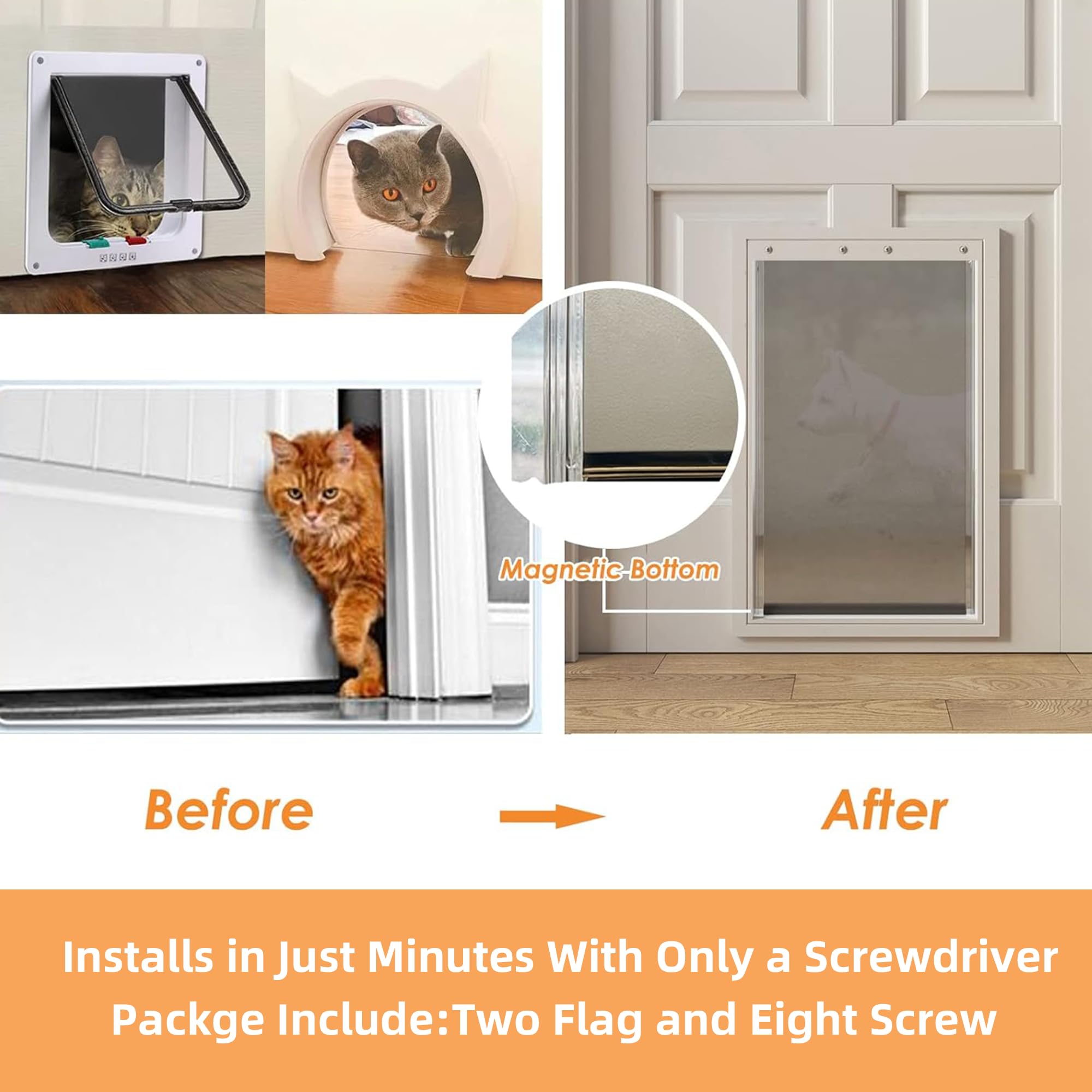 2 Pack Medium Dog Door Replacement Flaps With Screw, Pet Door Replacement Flap Compatible With Petsafe Freedom Pac11-11038, Weat