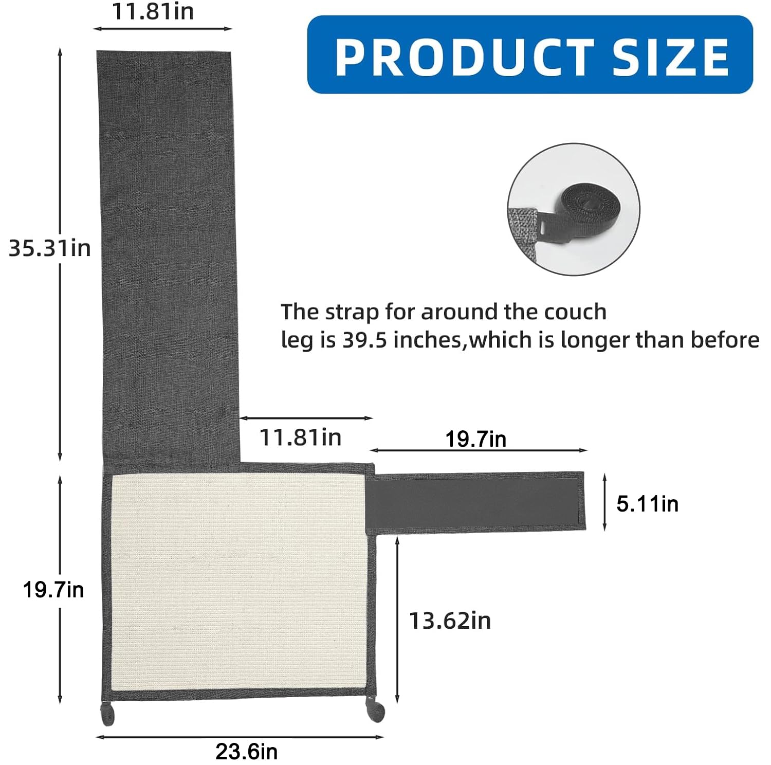 Cat Scratch Sofa Protector,Cat Scratching Couch Protector With 19.7''L*23.6''W Natural Sisal For Protecting Couch Sofa Chair (Right Hand)