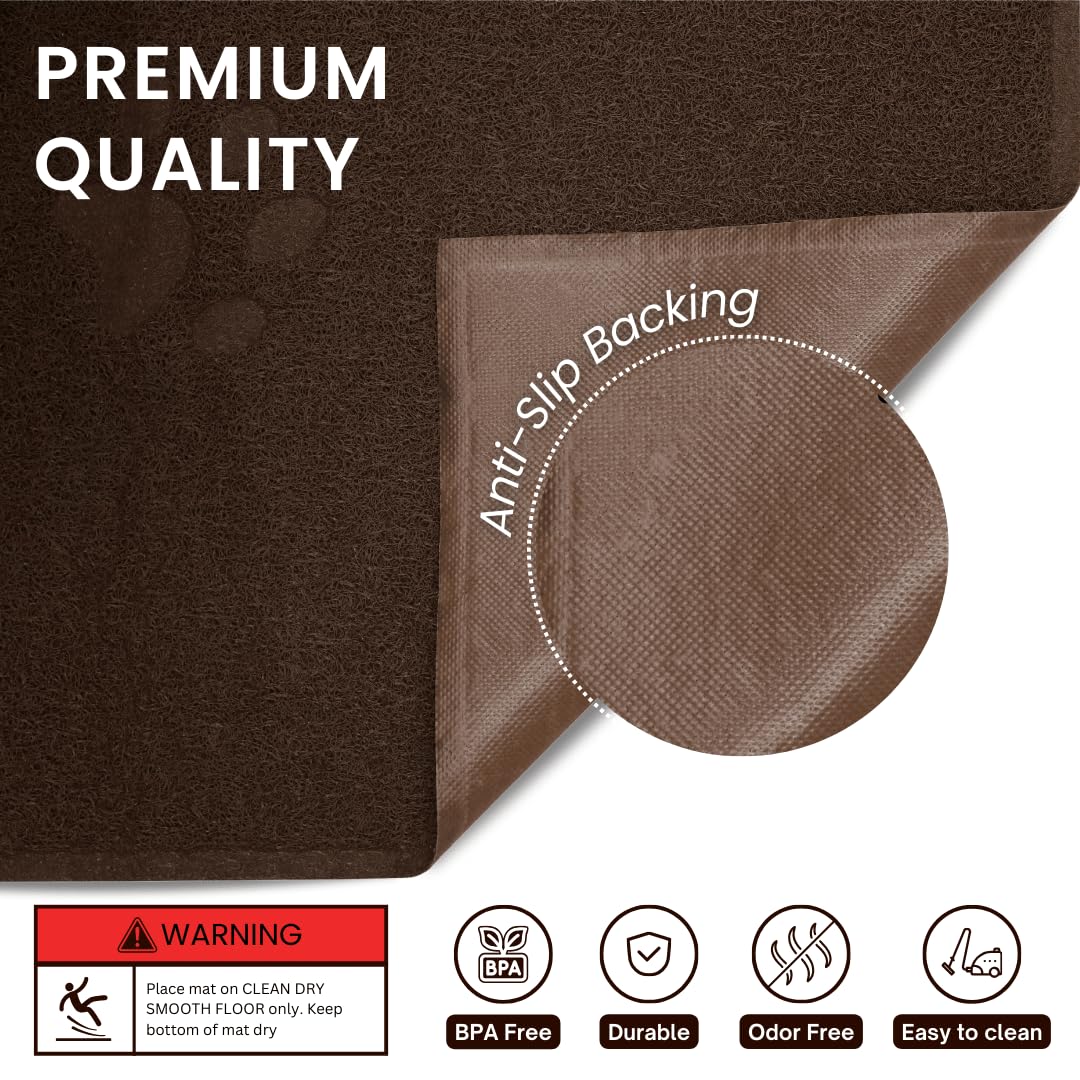 Andalus Medium Cat Litter Mat, Pack Of 1 - Waterproof, Non-Slip & Easy To Clean Cat Litter Box Mat For Extra Efficient Pet Litter-Trapping, Brown (23.5” X 15.75”)