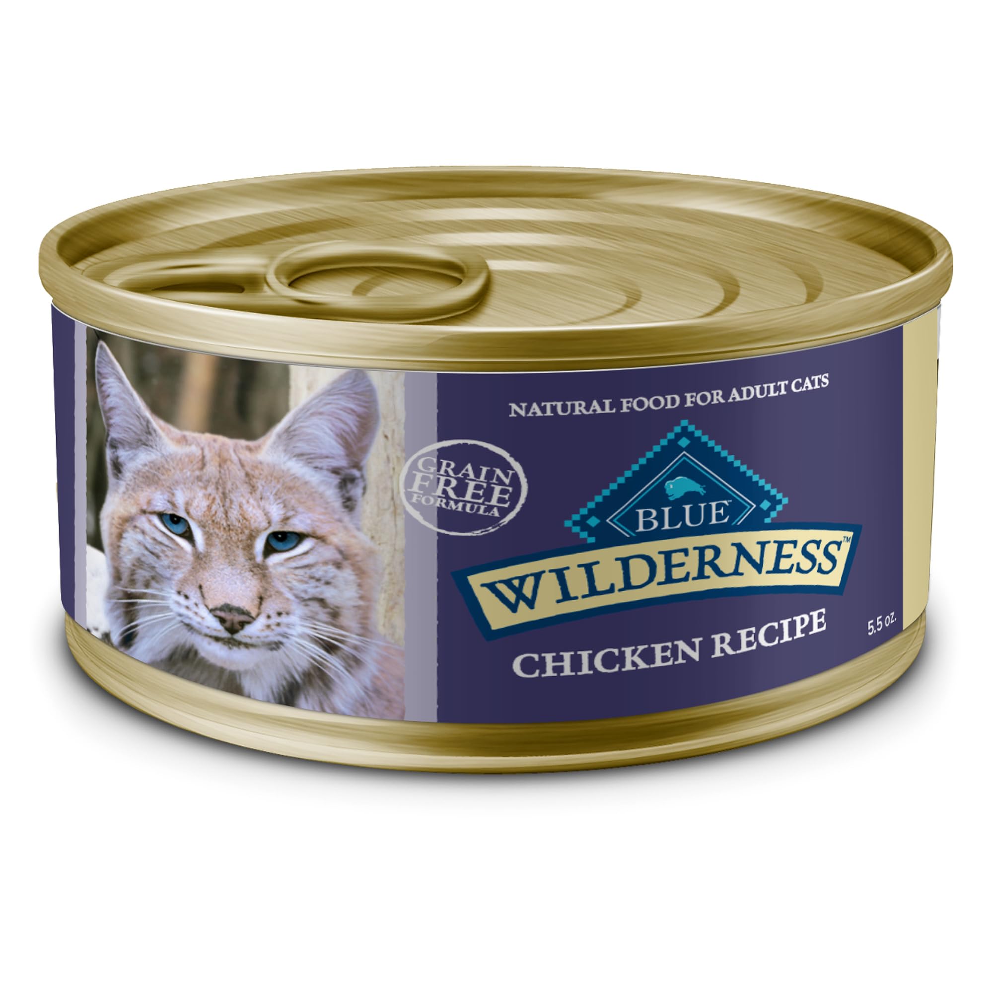Blue Buffalo Wilderness Natural Wet Cat Food Pat  , High-Protein & Grain-Free Recipe, Chicken, 5.5-oz. Cans (24 Count)