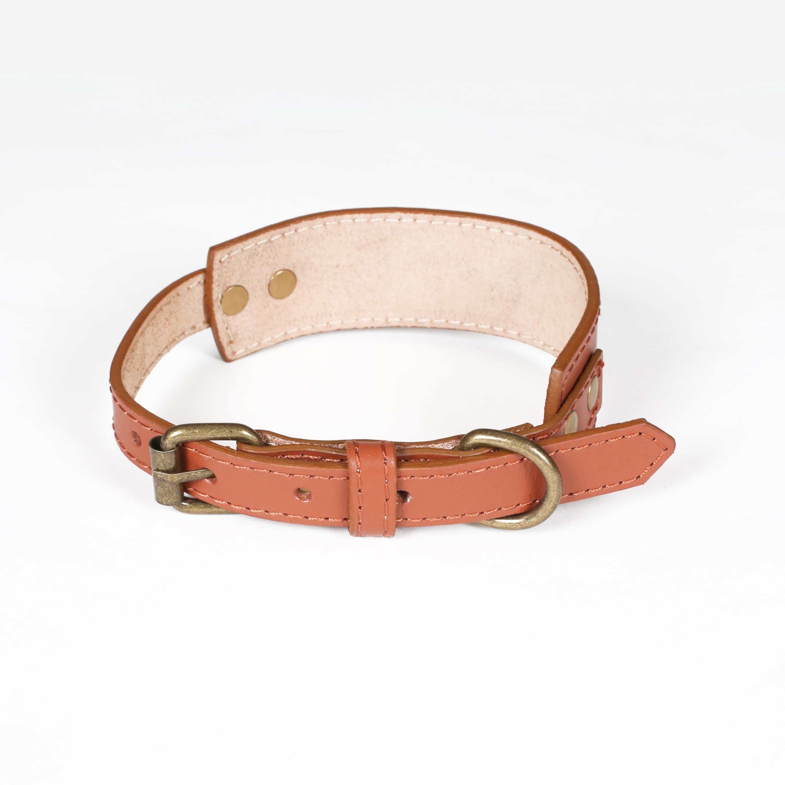 Light & Pro Tan Leather Dog Collar And Leash Set - Soft Handsome Comfirtable Durable Leash And Adjustable Collar Set - 18 Inch C