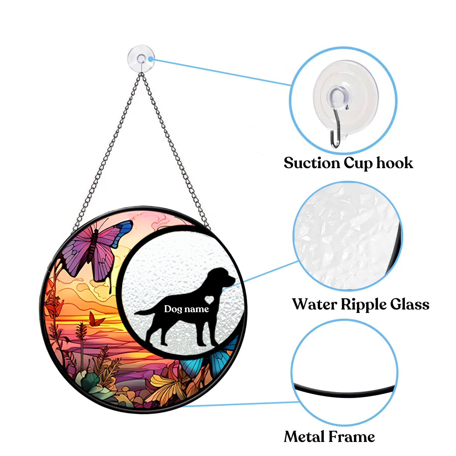 Dog Memorial Suncatcher, Personalized Pet Breeds Suncatcher With Name Date, Pet Loss Suncatcher, Stained Glass Light Catcher, Do