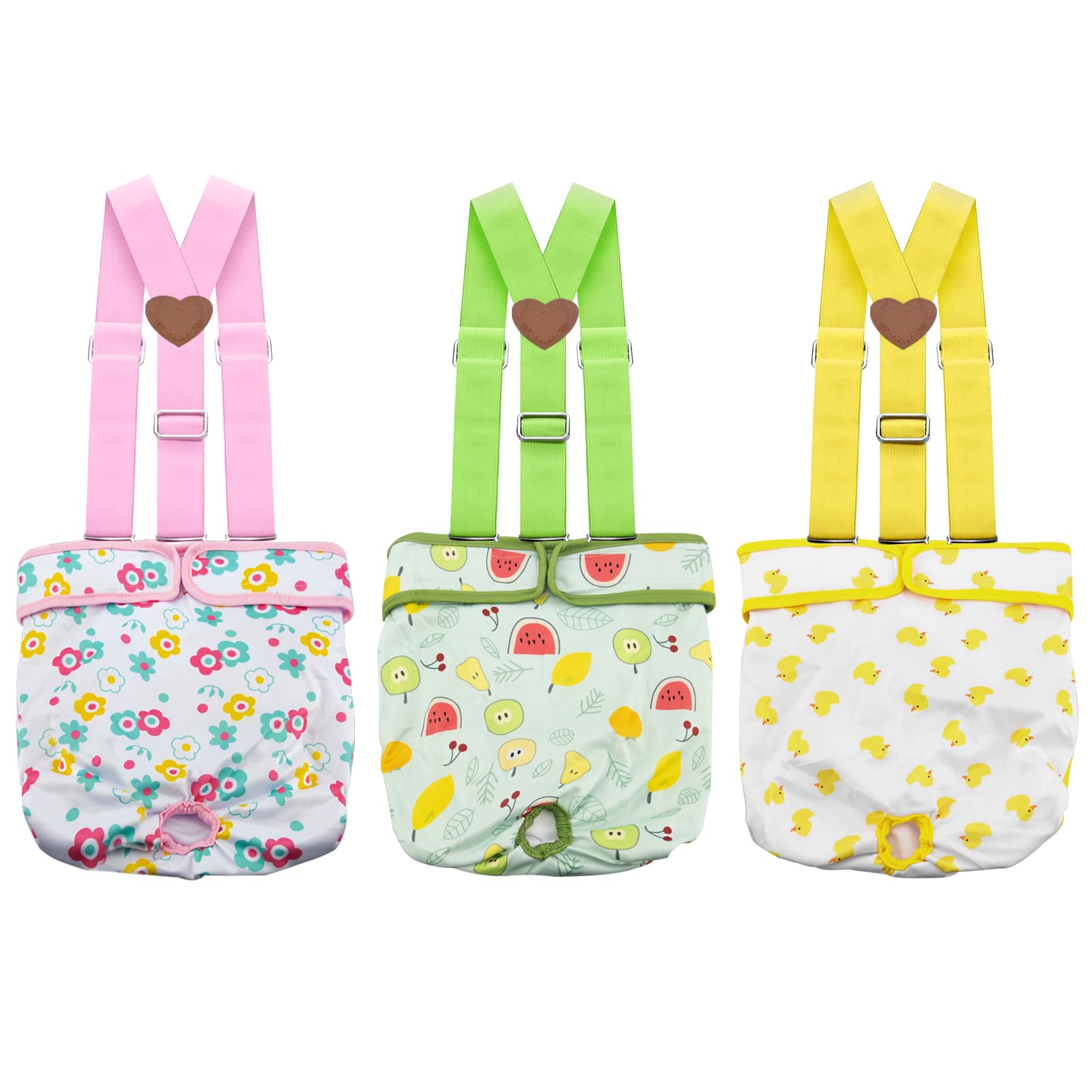 3 Pack Washable Female Dog Diaper With Suspender,Reusable Fixed Doggie Diapers Super Absorbent Leakproof For Dog In Heat Cycle-X