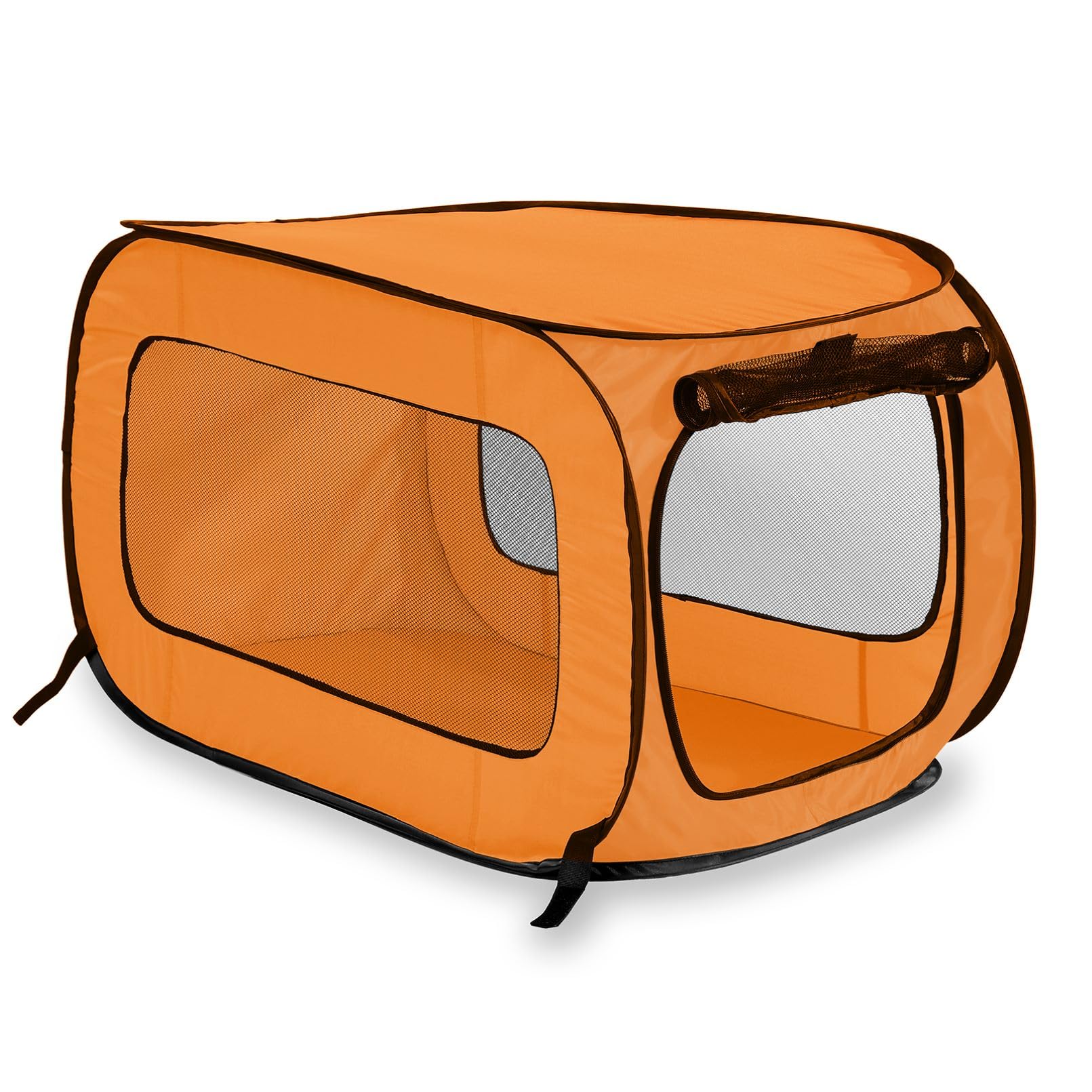 Beatrice Home Fashions Portable, Collapsible, Pop Up Kennel Travel Cat And Dog Crate, 32.5'' L X 19.5'' W X 19.5'' H, Orange