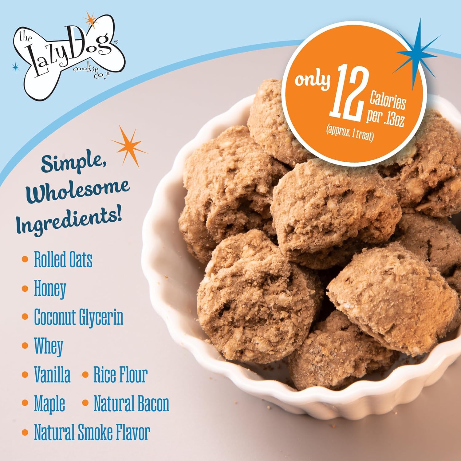 The Lazy Dog Cookie Co. Soft Dog Treats, Mutt Mallows Maple Bacon Kissies, for Small, Medium and Large Dogs, Wheat-Free, Baked i