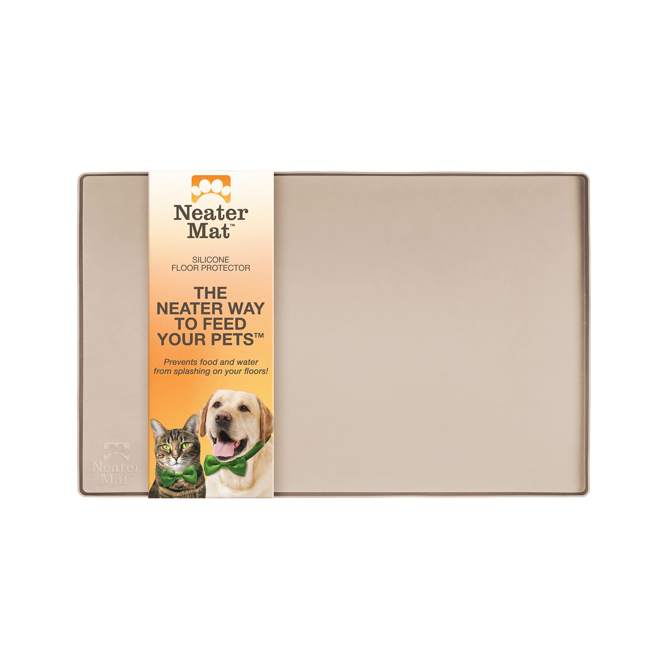 Neater Pet Brands Neater Mat - Waterproof Silicone Pet Bowls Mat - Protect Floors from Food & Water (Cappuccino, 16 x 10 Silicon