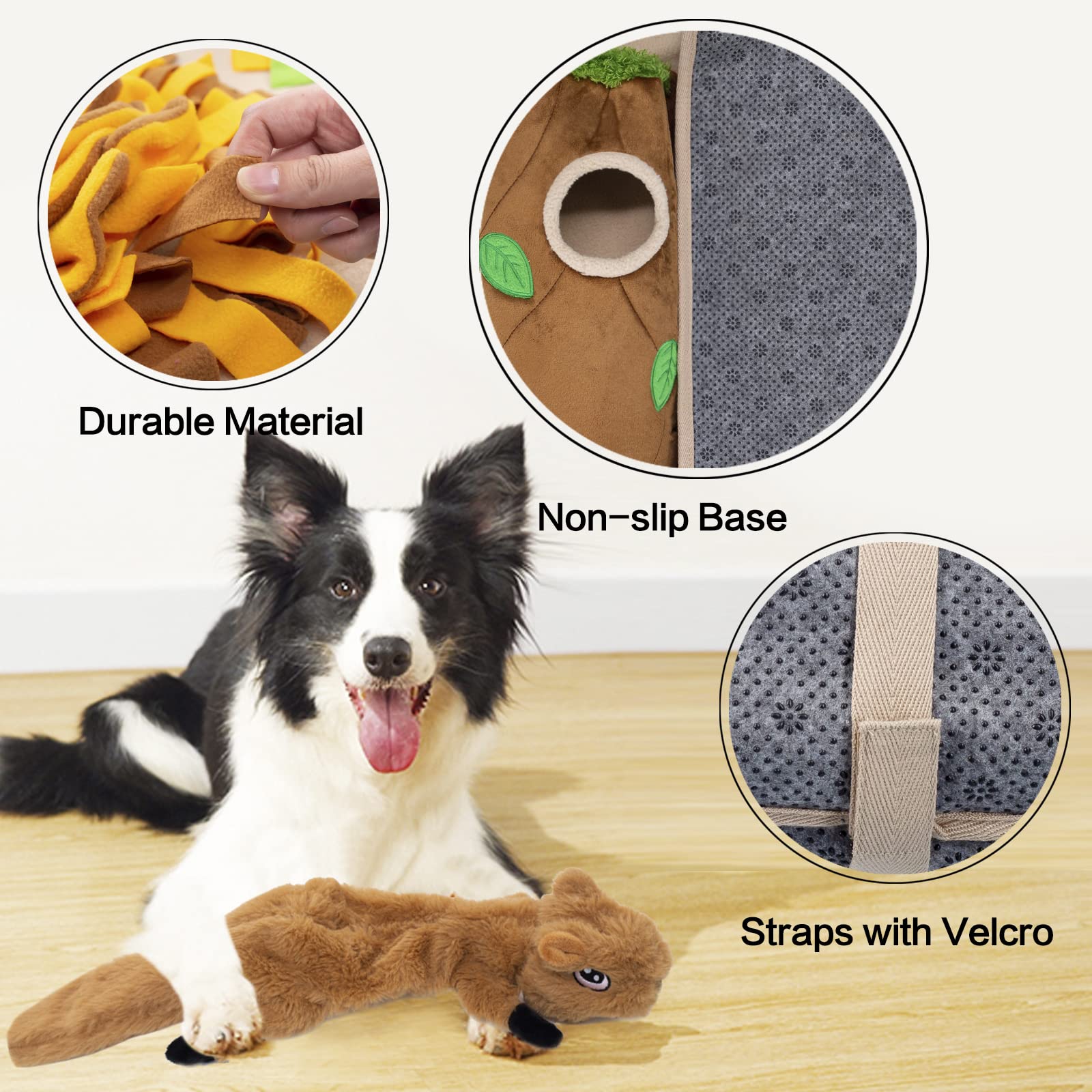 Meilzer Snuffle Mat For Dogs - Interactive Dog Puzzle Mat For Training, Stress Relief And Encouraging Natural Foraging Skills (Brown)