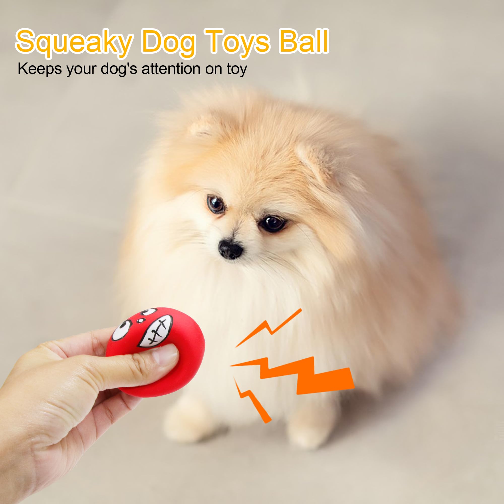 Brmdt Squeaky Balls For Dogs 6 Pcs, Squeaky Dog Toys Small Rubber Balls With Funny Expressions For Puppies, Small And Medium Dog