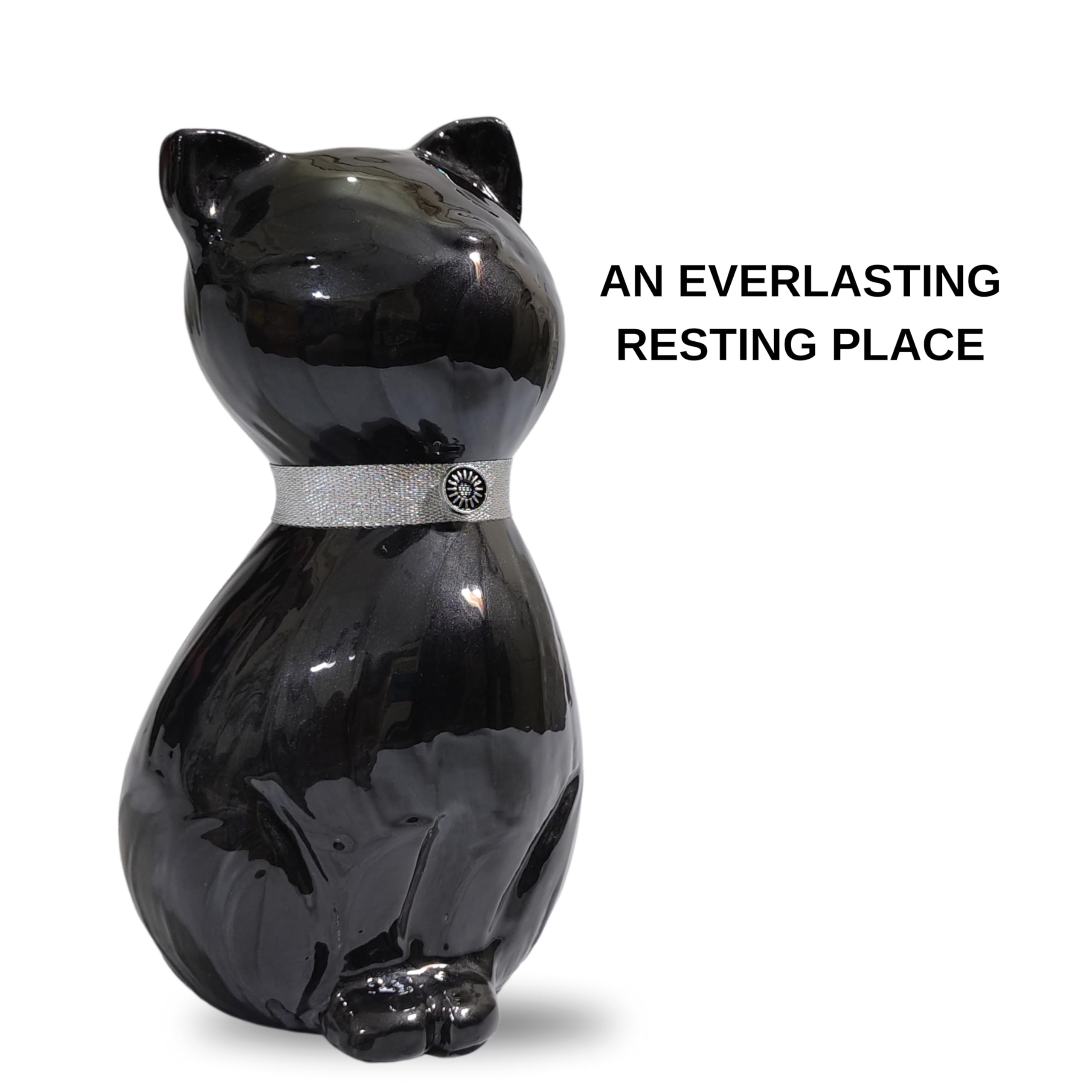 Ayzcorp Cat Memorial Urn, Beautiful Container For Ashes - Cremation Keepsake For Remembering Pets - Decorative Cat Urn-Black,Pur