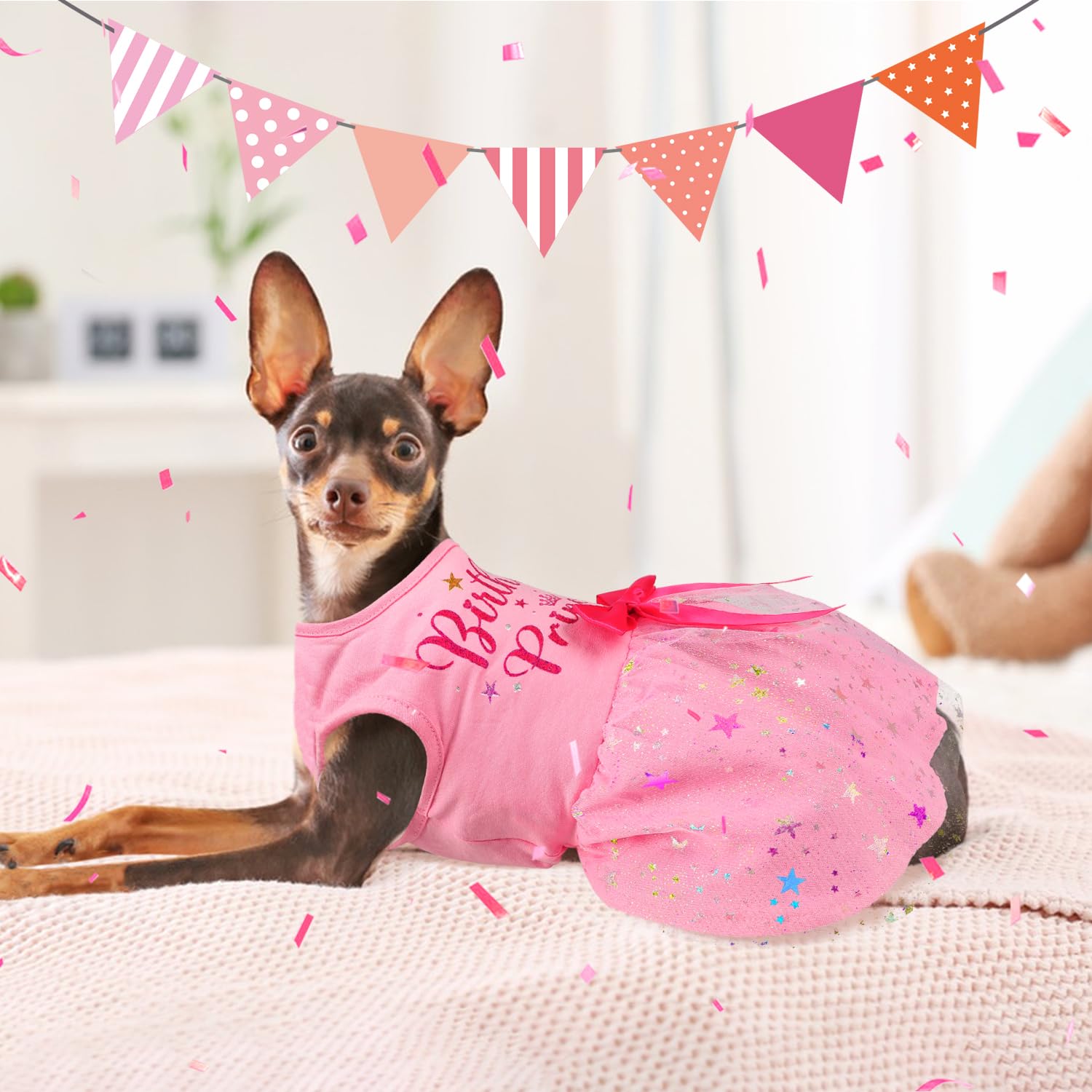 Dog Birthday Dress Dog Dress With Bowknot Tulle Birthday Princess Pet Clothes For Small Medium Large Dogs Girls Boys Cats Outfit
