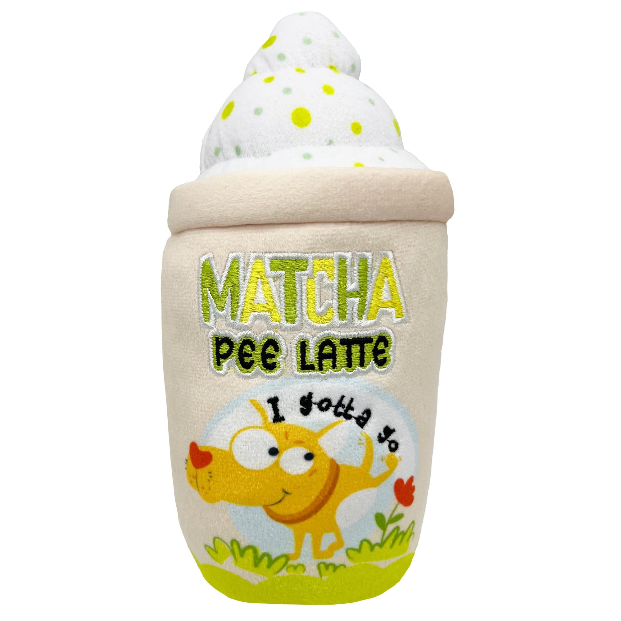 Huxley & Kent For Dogs | Matcha Pee Latte (Large) | Funny Dog Toy | Power Plush Dog Toy With Squeaker | Dog Gift | Fun, Durable 