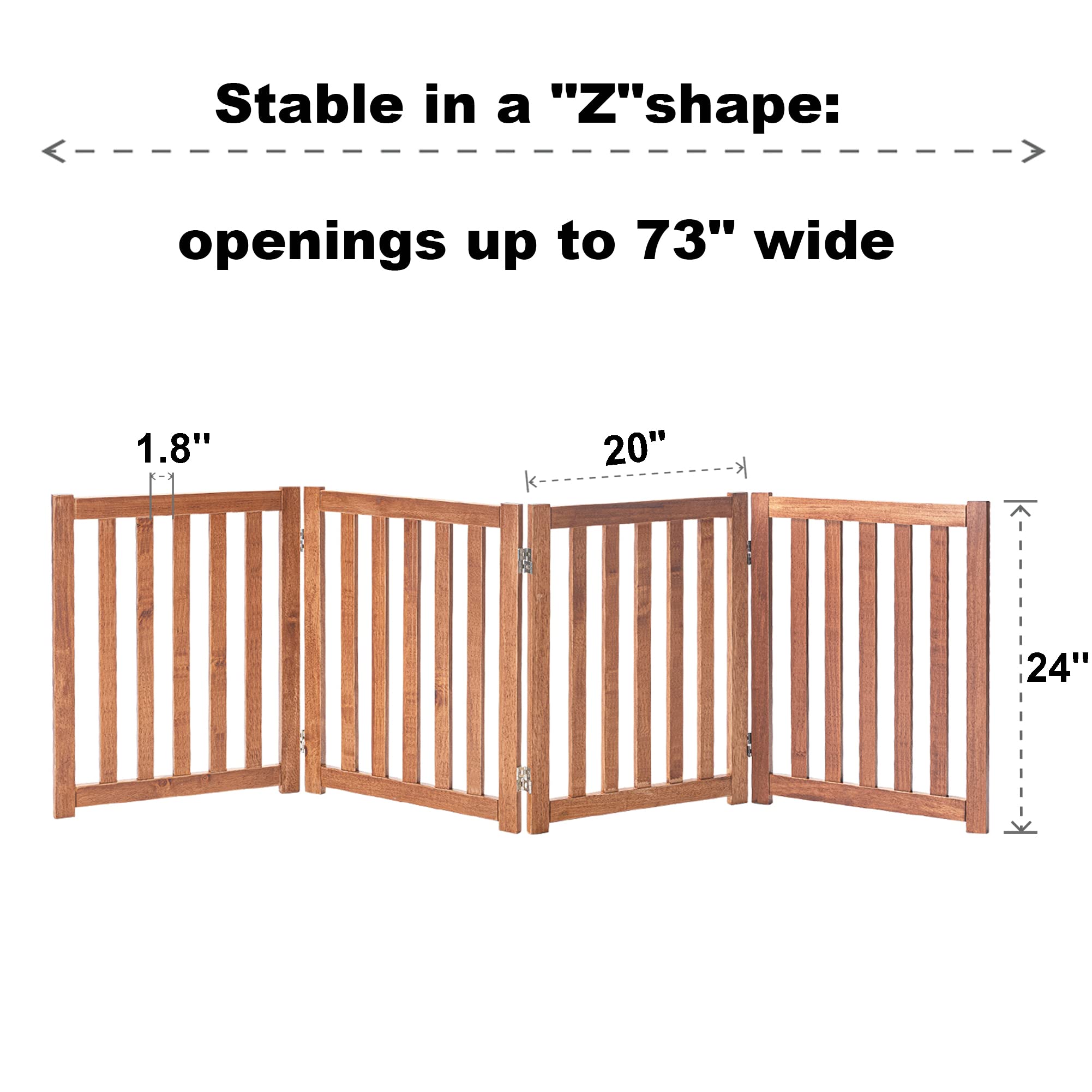 Lzrs Solid Hardwood Freestanding Pet Gate,Wooden Dog Gates For Doorways,Nature Wood Dog Gates For The House,Dog Gate For Stairs,Freestanding Indoor Gate Safety Fence,Oak,24' Height-4 Panels