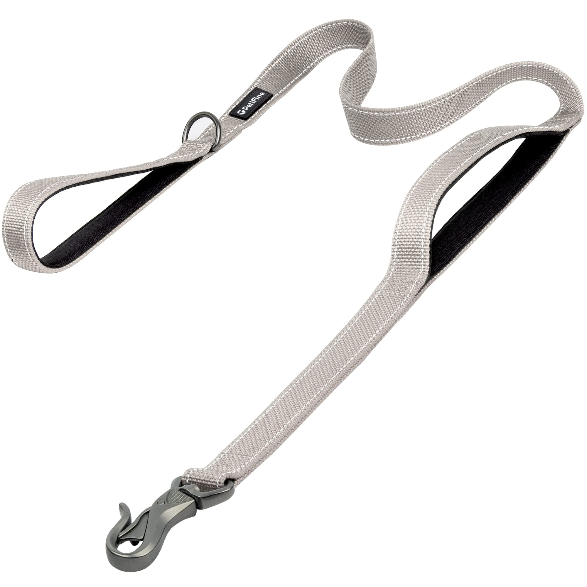 Petifine 5Ft Heavy Duty Dog Leash With Soft Padded Double Handle, Durable Strong Clasp Dog Leashes, Reflective Nylon Walking Lea