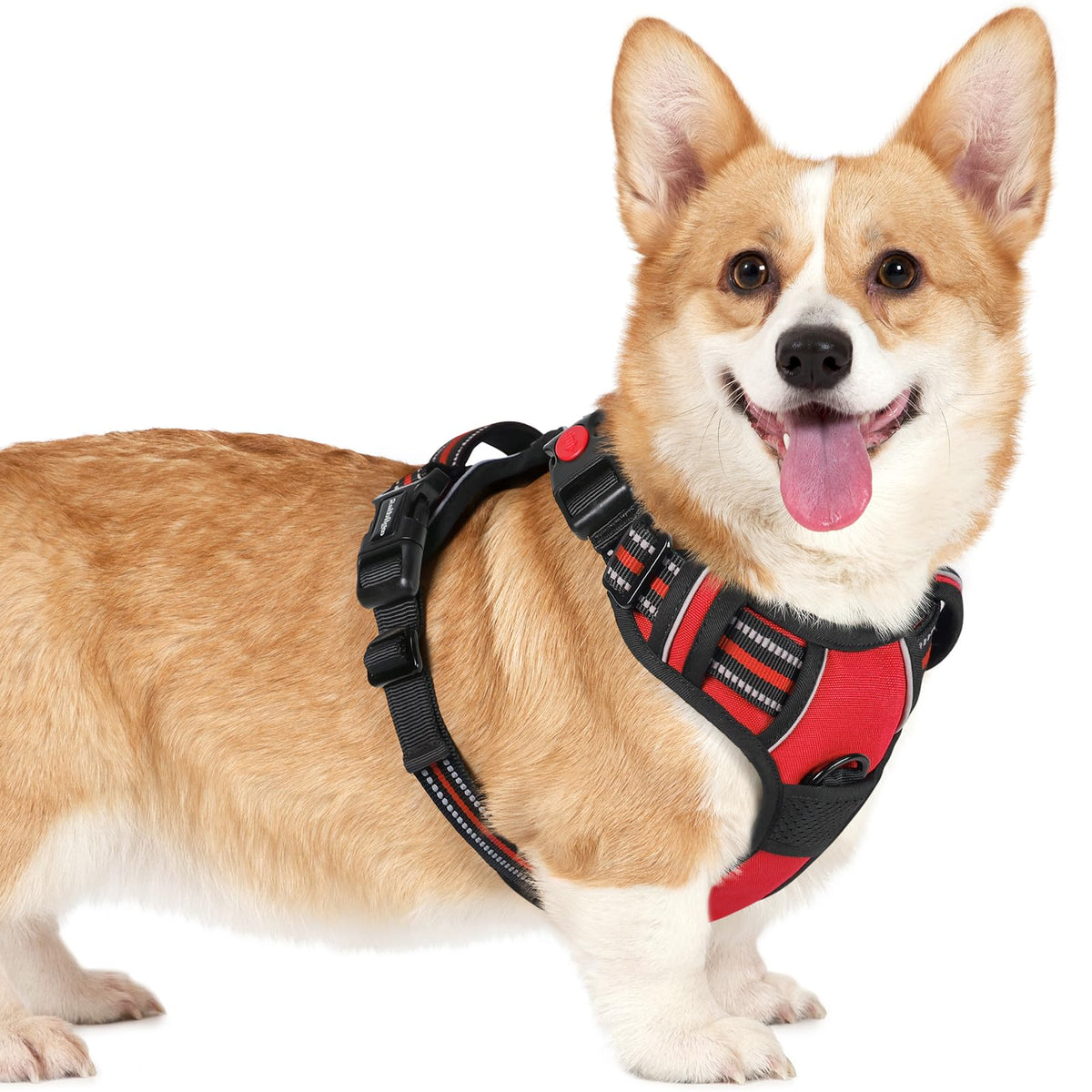 Rabbitgoo Dog Harness Small Sized, No Pull Pet Harness With 3 Buckles, Adjustable Soft Padded Pooch Vest With Instant Control Handle, Easy Walking Reflective Pet Vest For Small Dogs, Red, S