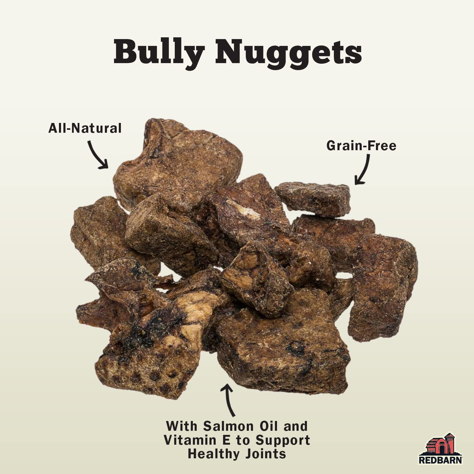 Redbarn All-Natural Bully Nuggets Healthy Dog Training Treat Bites - Grain-Free Beef Lung Made in USA for Small Medium Large Bre