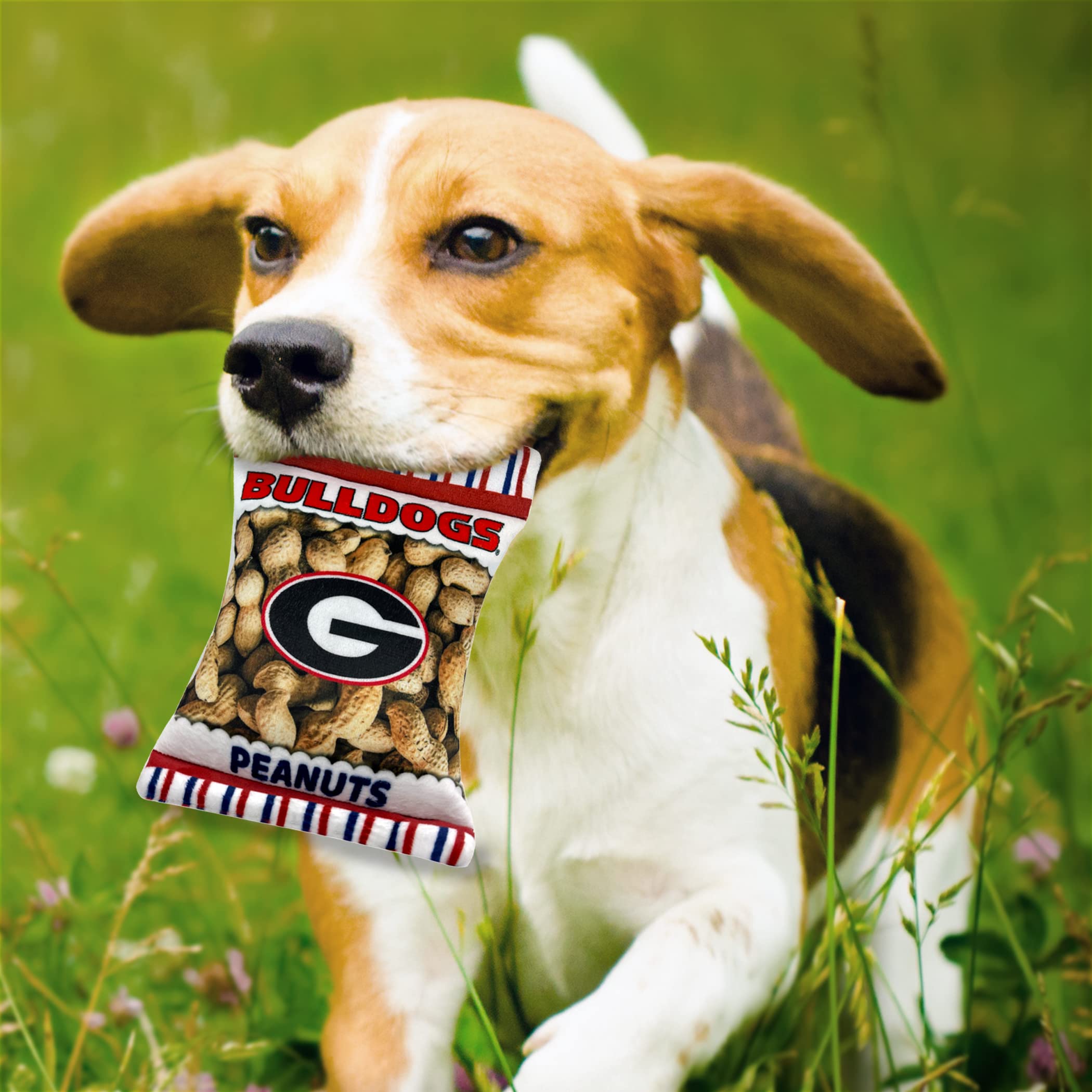 Pets First Ncaa Georgia Bulldogs Crinkle Fine Plush Dog & Cat Squeak Toy- Cutest Stadium Peanuts Snack Toy For Dogs & Cats With