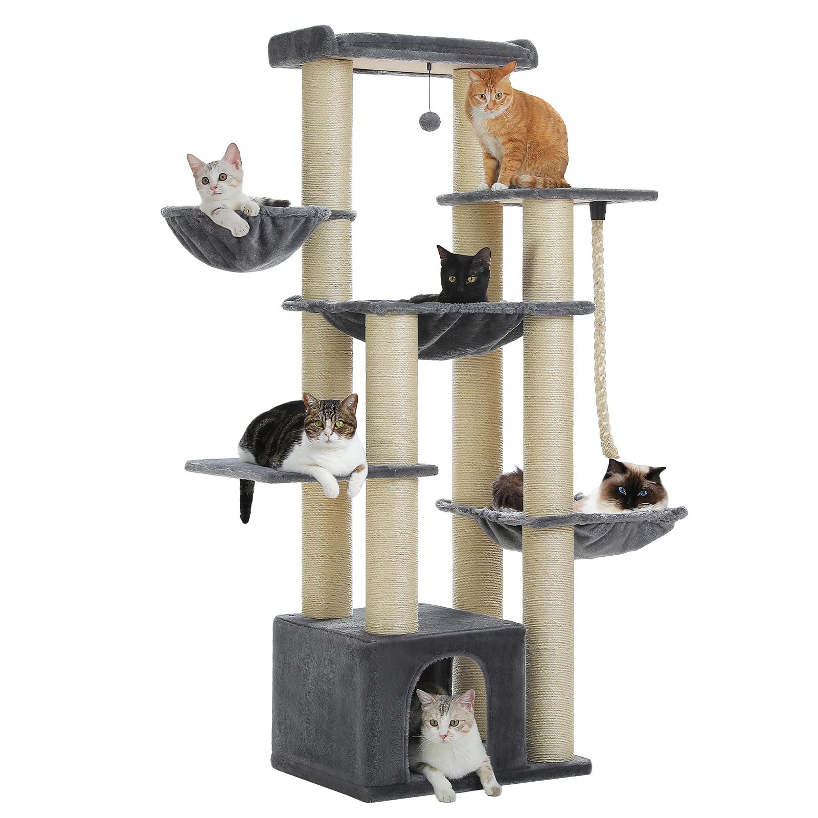 Uymi 67'' Heavy-Duty Cat Tree For Indoor Cats Large Adult, Xxl Cat Tower With 13 Thick Scratching Posts (F4.3), Super Large Perc