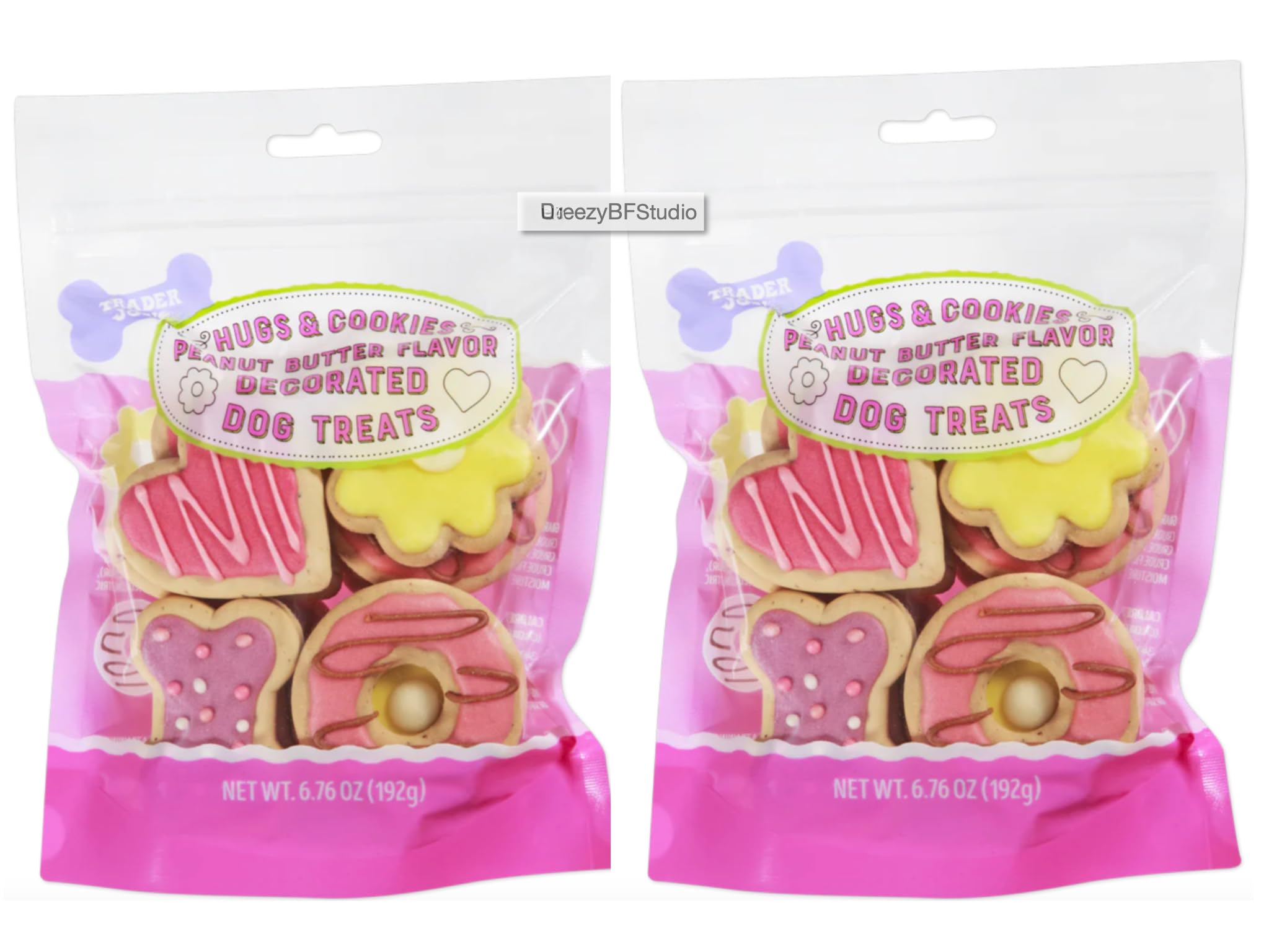 Limited Hugs & Cookies Decorated Dog Treats Trader Joe, Peanut Butter Flavor, 6.76 oz Each, Pack of 2