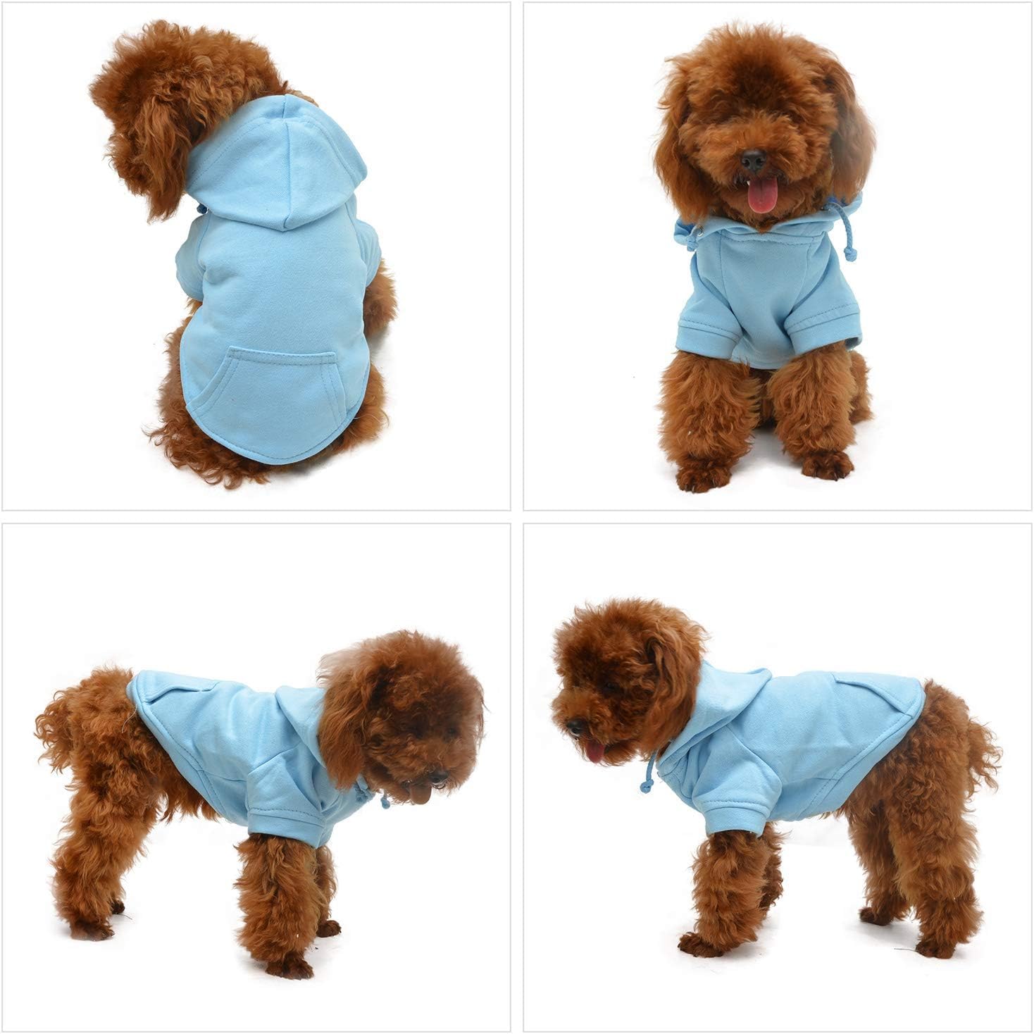 Lovelonglong Pet Clothing Clothes Dog Coat Hoodies Winter Autumn Sweatshirt For Small Middle Large Size Dogs 11 Colors 100% Cotton 2018 New (S, Sky-Blue)