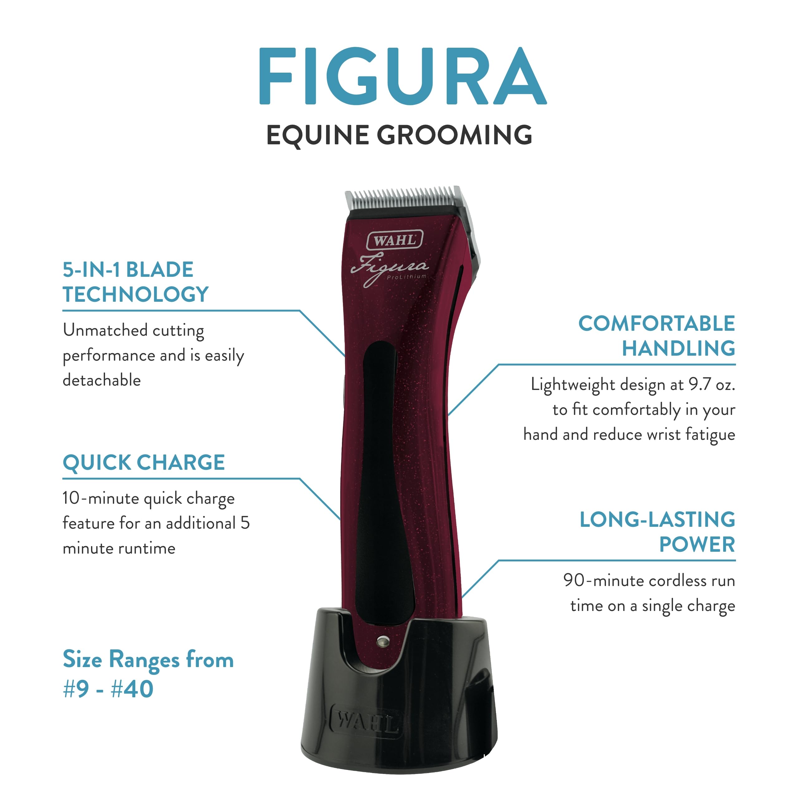 Wahl Professional Animal Figura Equine Horse Cordless Clipper Kit - Metallic Red
