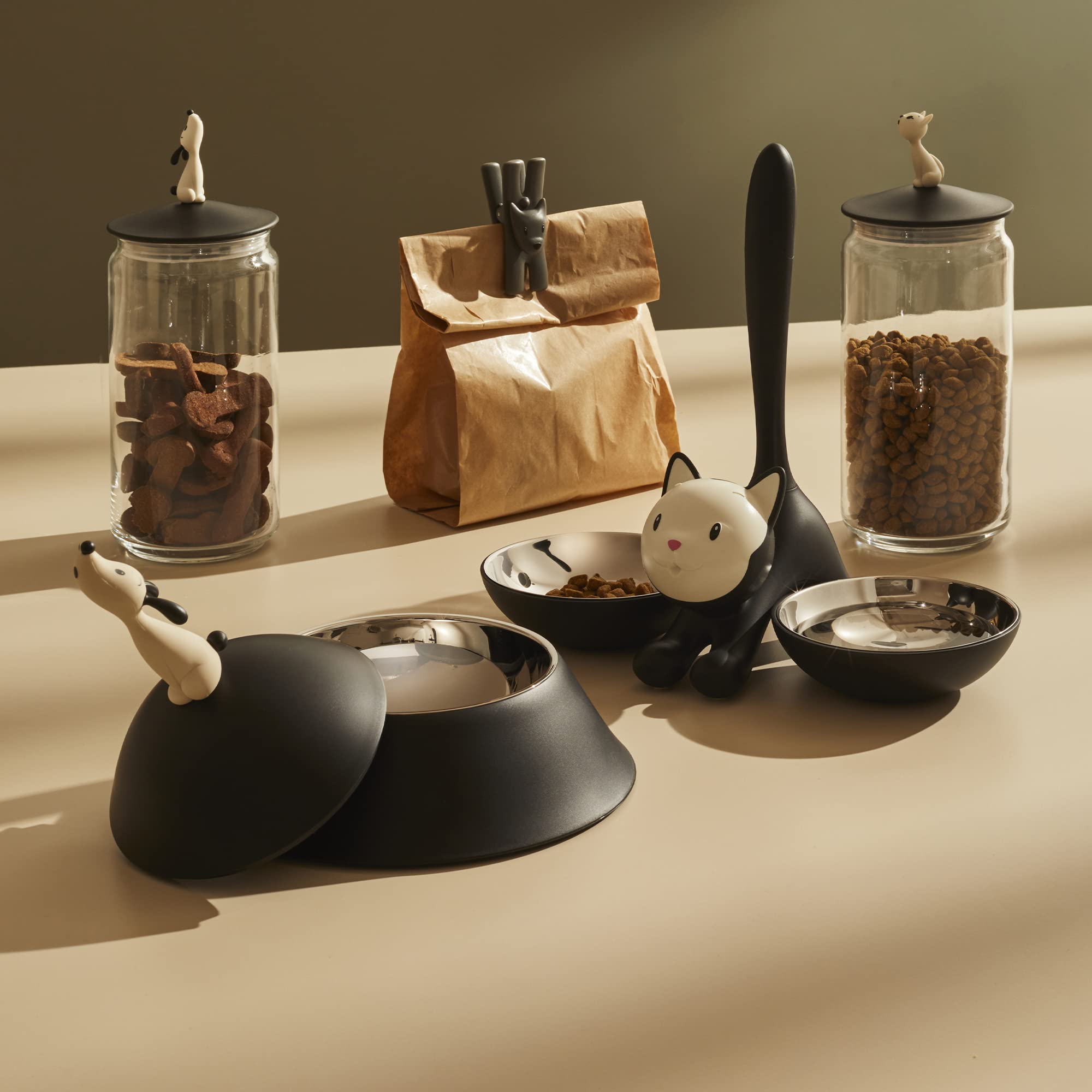 Alessi Ammi19 B Lula' Dog Bowl, Black, Black