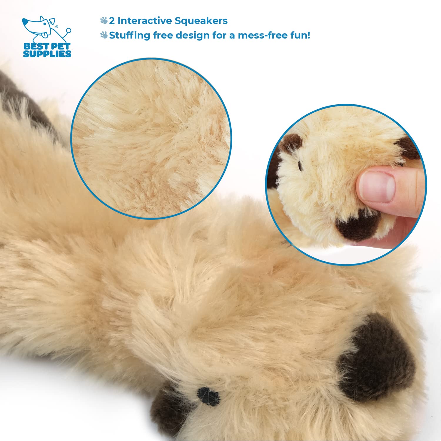 Best Pet Supplies 2-In-1 Stuffless Squeaky Dog Toys With Soft, Durable Fabric For Small, Medium, And Large Pets, No Stuffing For Indoor Play, Supports Active Biting And Play - Monkey, Squirrel, Small