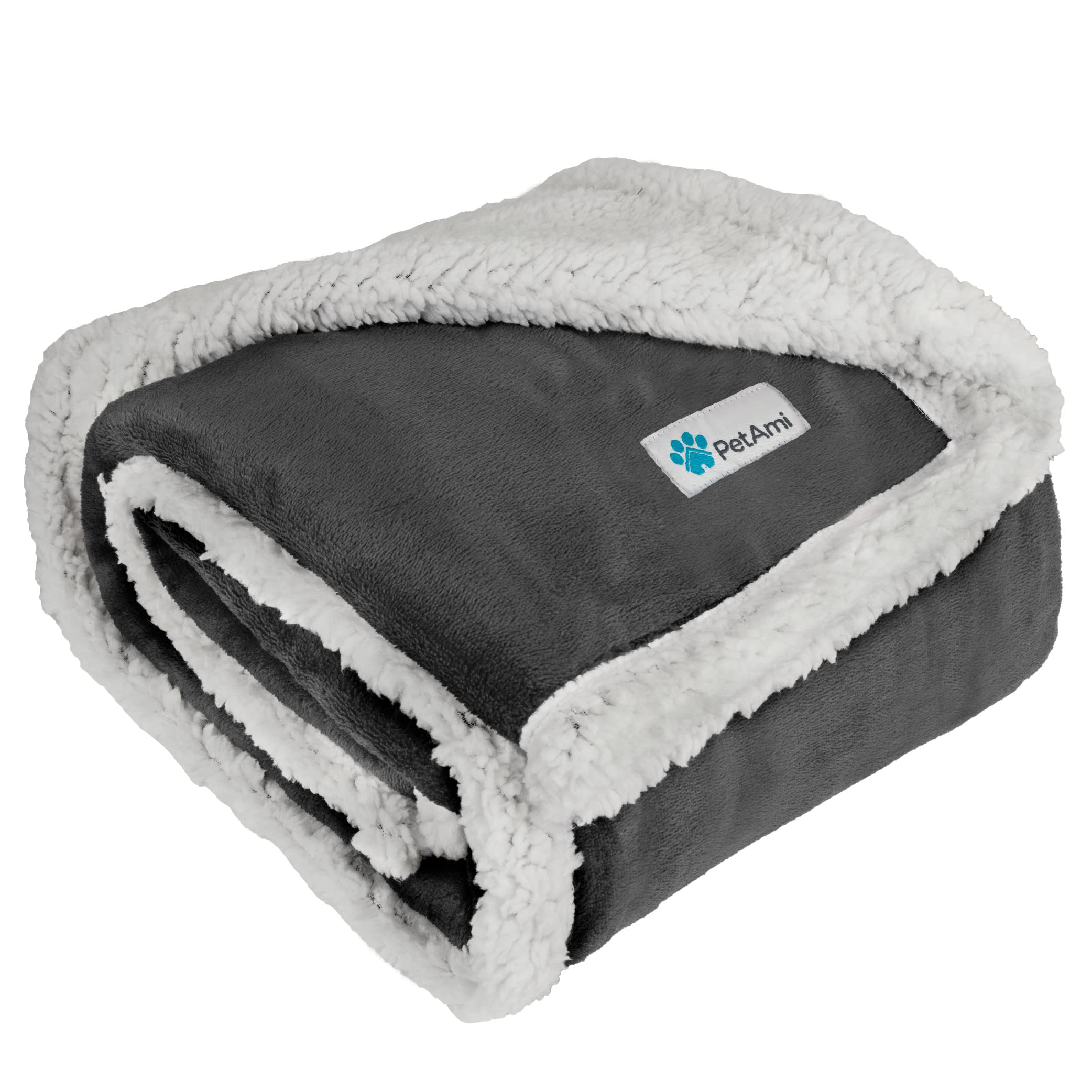 Petami Waterproof Dog & Cat Blanket - Sherpa Fleece, Washable Throw Couch & Sofa Protector, Reversible Soft 29X40 Charcoal
