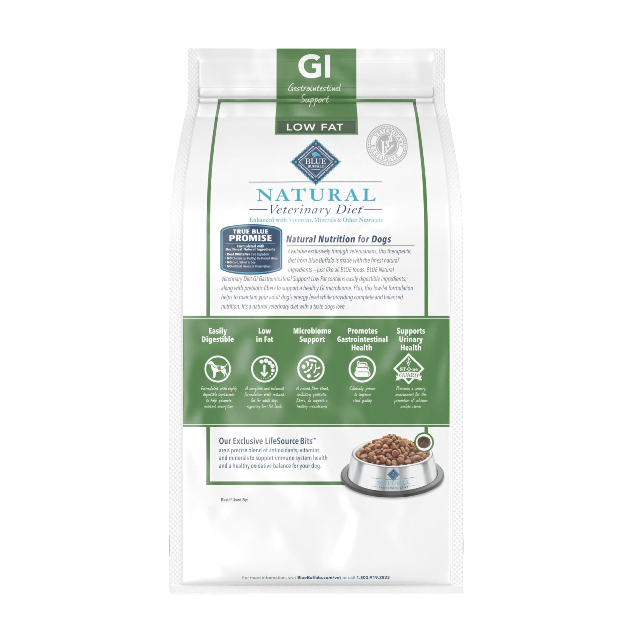 Blue Buffalo GI Low Fat Dry Dog Food, Whitefish, 6-lb Bag, Veterinarian Prescription Required