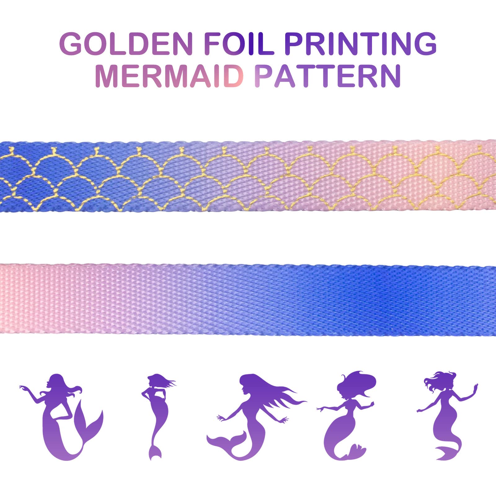 Azuza Bowtie Dog Collar Mermaid, Soft & Comfy Dog Collar With Removable Bow Gradient Color Size Adjustable Dog Collars For Puppy