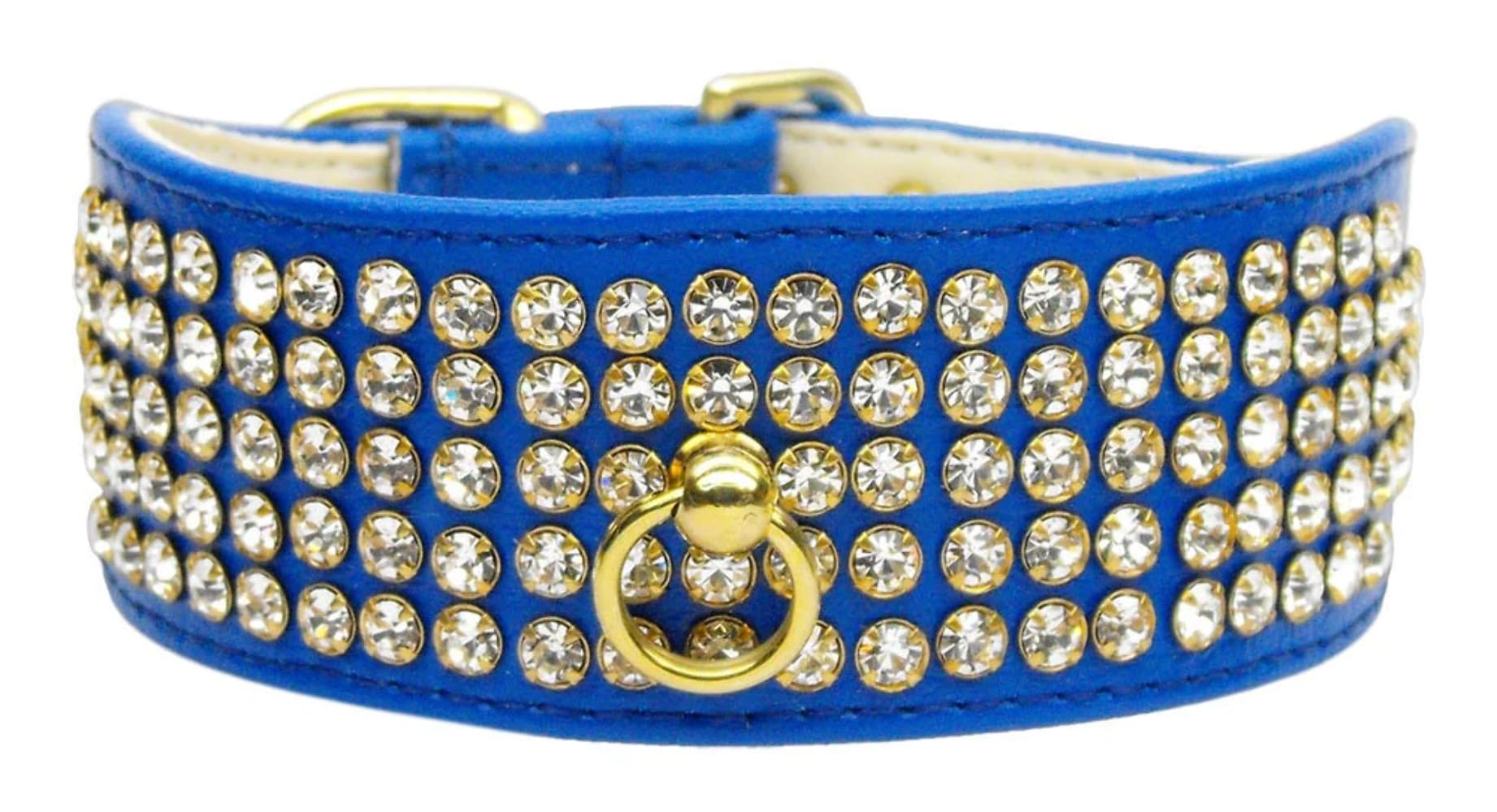 Dog, Puppy & Pet Collar, Five Row Clear Crystal Blue 22