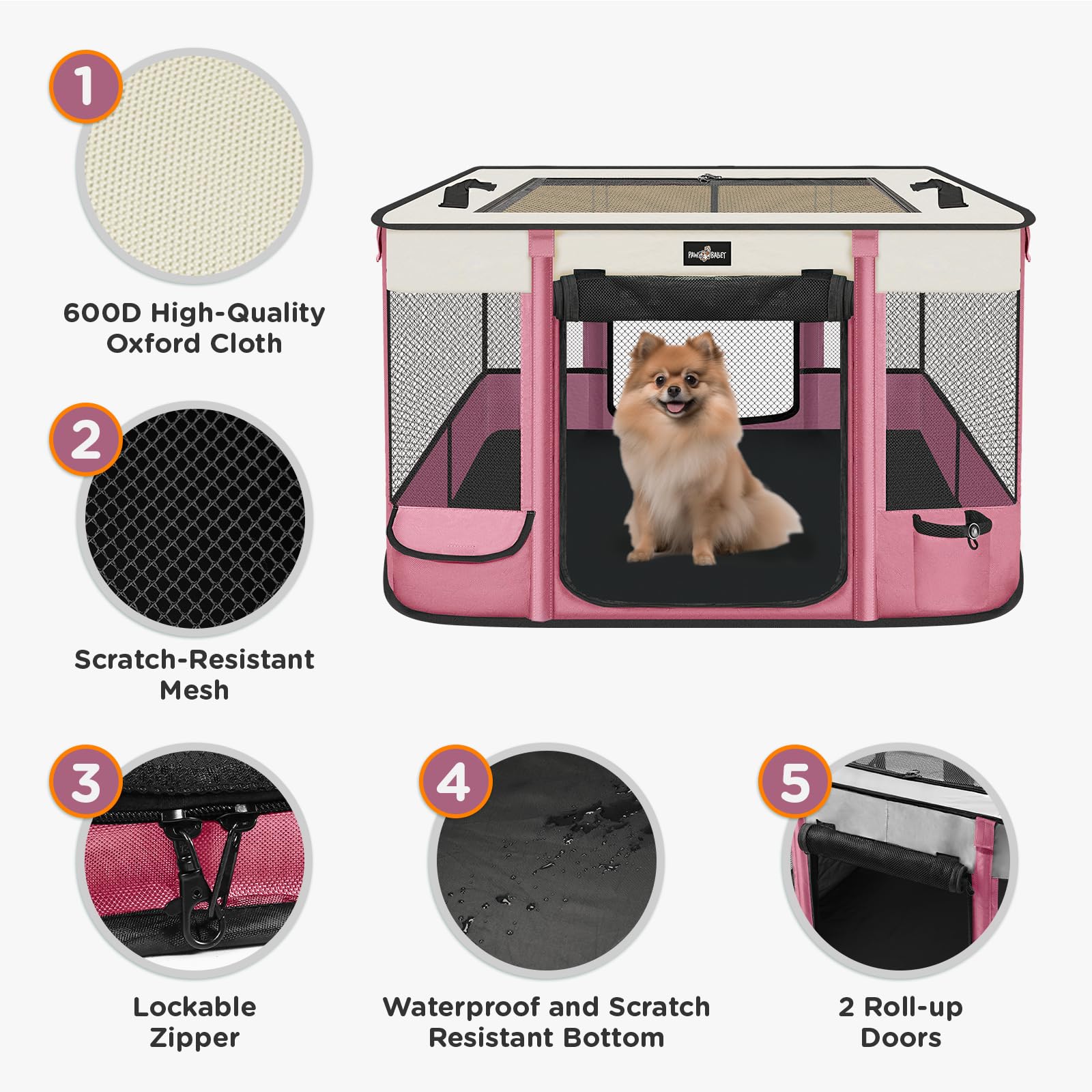 Foldable Pet Kitten Playpen, Upgrade Waterproof Portable Cat Dog Playpen Kennel Tent For Small Dog Cat, Removable Shade Cover, C