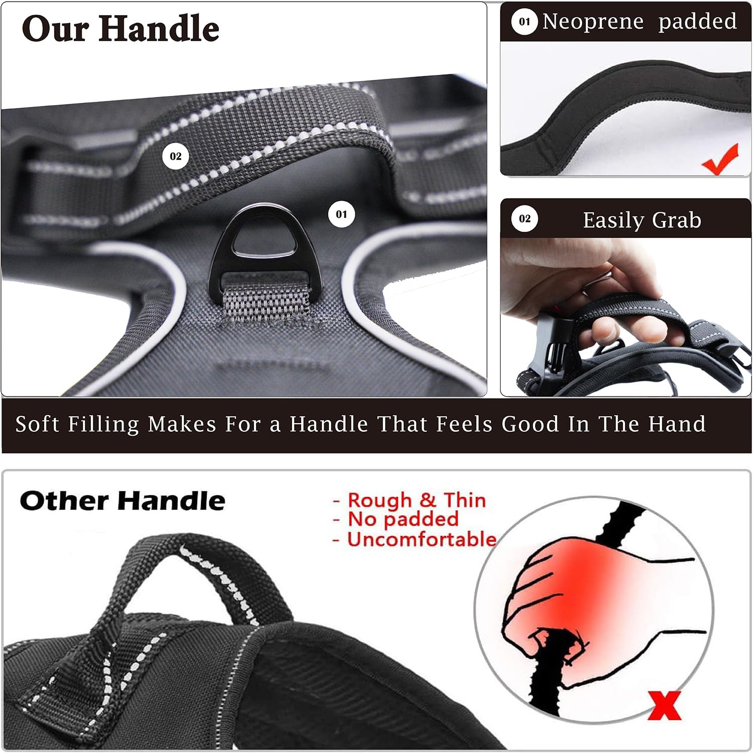 Gavpepy No Pull Dog Harness, Reflective Comfortable Vest Harness With Easy Control Handle Adjustable Soft Padded Pet Vest For Sm