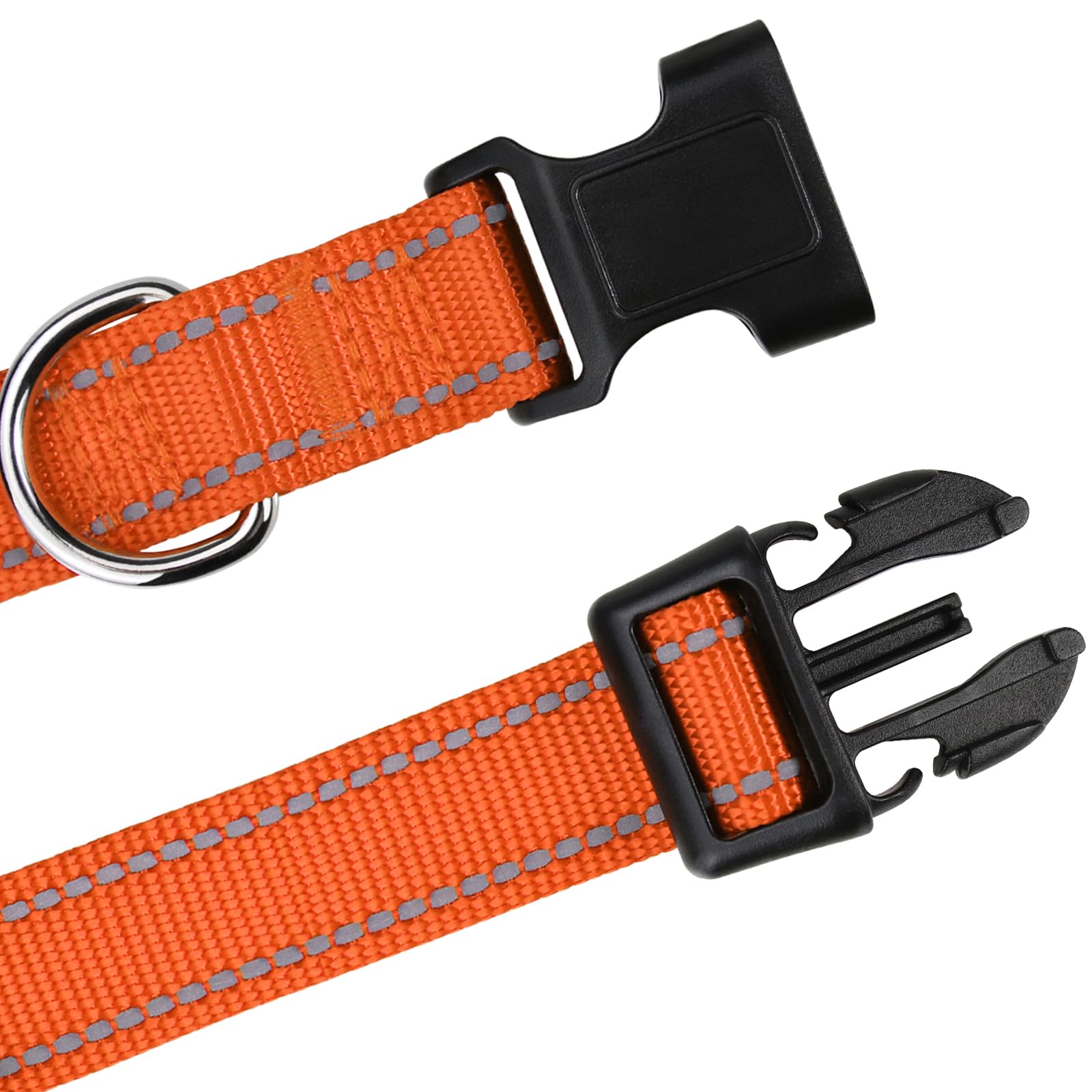 Tagme Reflective Nylon Dog Collars, Adjustable Classic Dog Collar With Quick Release Buckle For Small Dogs, Orange, 3/4' Width