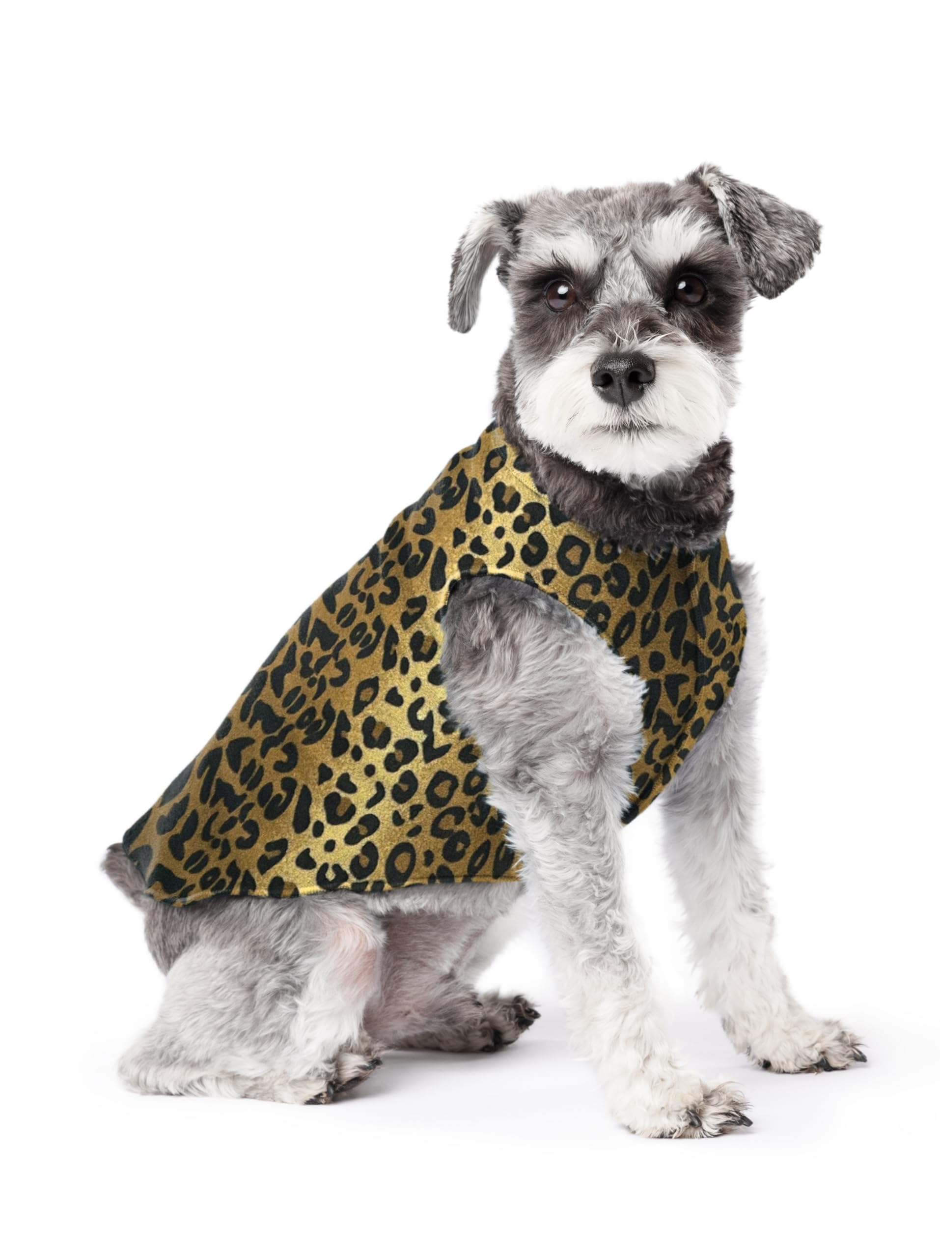 Gold Paw Stretch Fleece Dog Coat, Stretchy Pet Sweater, Machine Washable Pullover For Winter And Fall, Leopard, 10