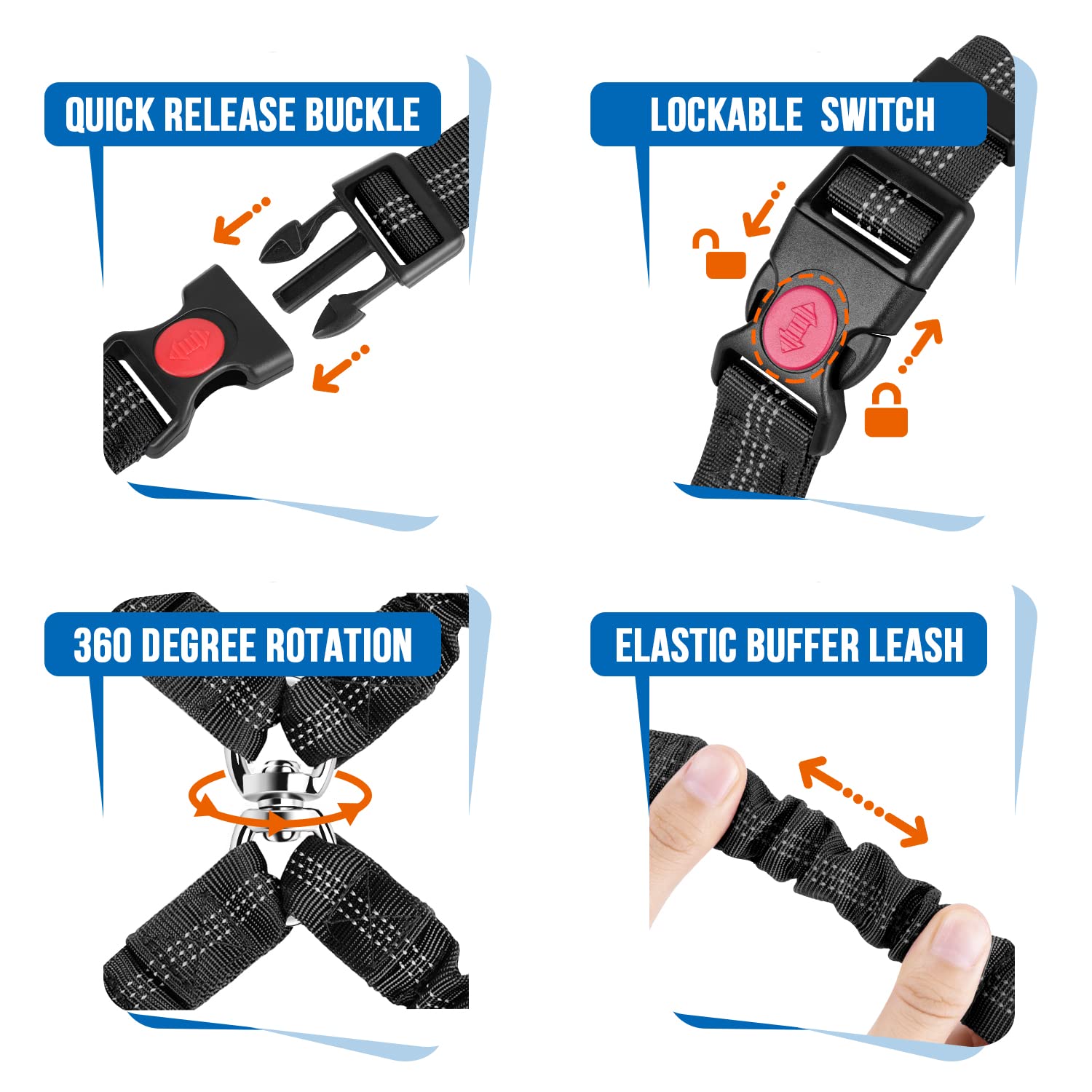 Lukovee Double Dog Seat Belt, New Dual Pet Car Headrest Restraint Safety Seatbelt No Tangle Dog Leash Duty Adjust Elastic Bungee Puppy Lead Splitter Connect Harness In Vehicle Travel,Black,2 Pcs