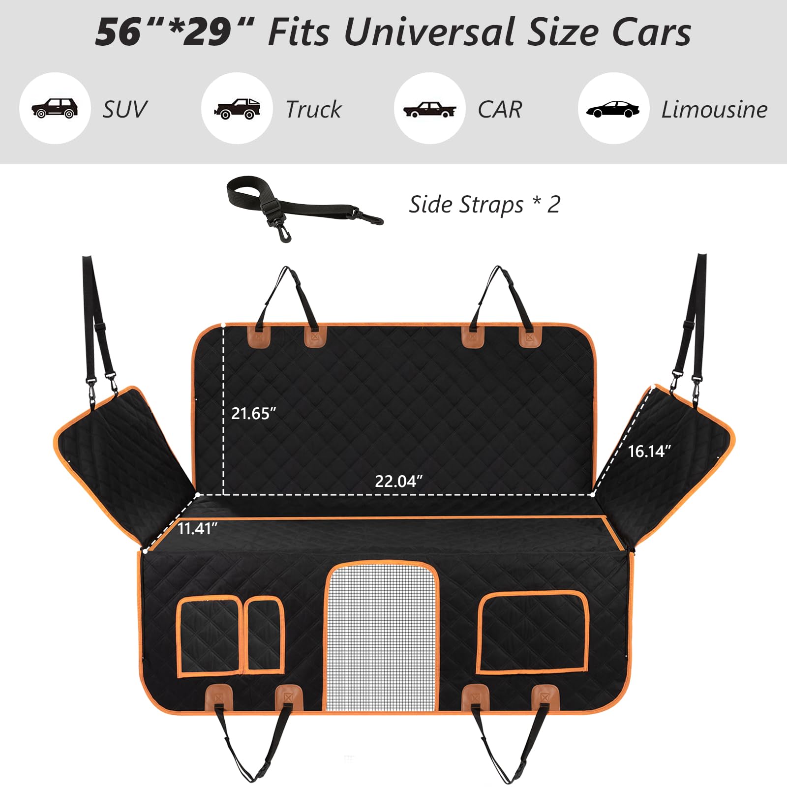 Svopes Back Seat Extender With Hard Bottom - Waterproof Dog Car Seat Cover - Anti-Scratch Dog Hammock For Cars, Suvs, Trucks - M