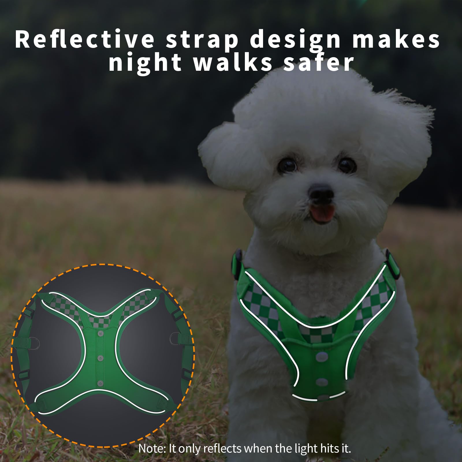 Dog Denim Harness with Leash Set, Adjustable Step in with Breathable Padded Vest Harness for Small Dogs Training and Running (XS