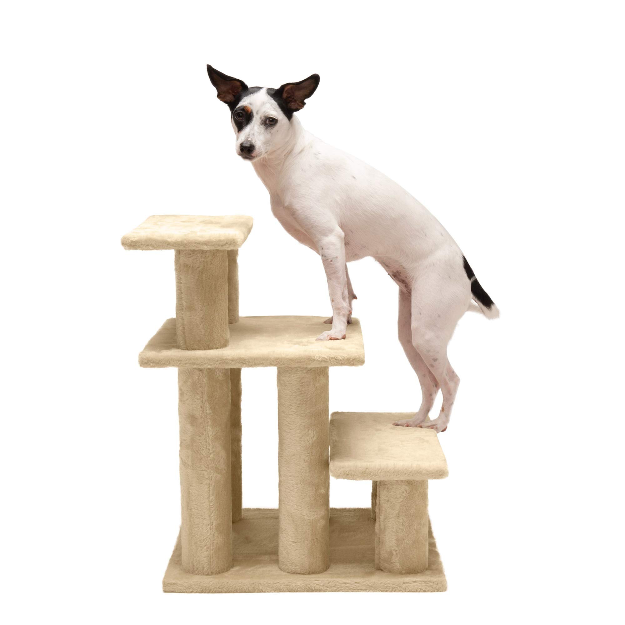 Furhaven Steady Paws Multi-Step Pet Stairs For High Beds & Sofas - Cream, 3-Step