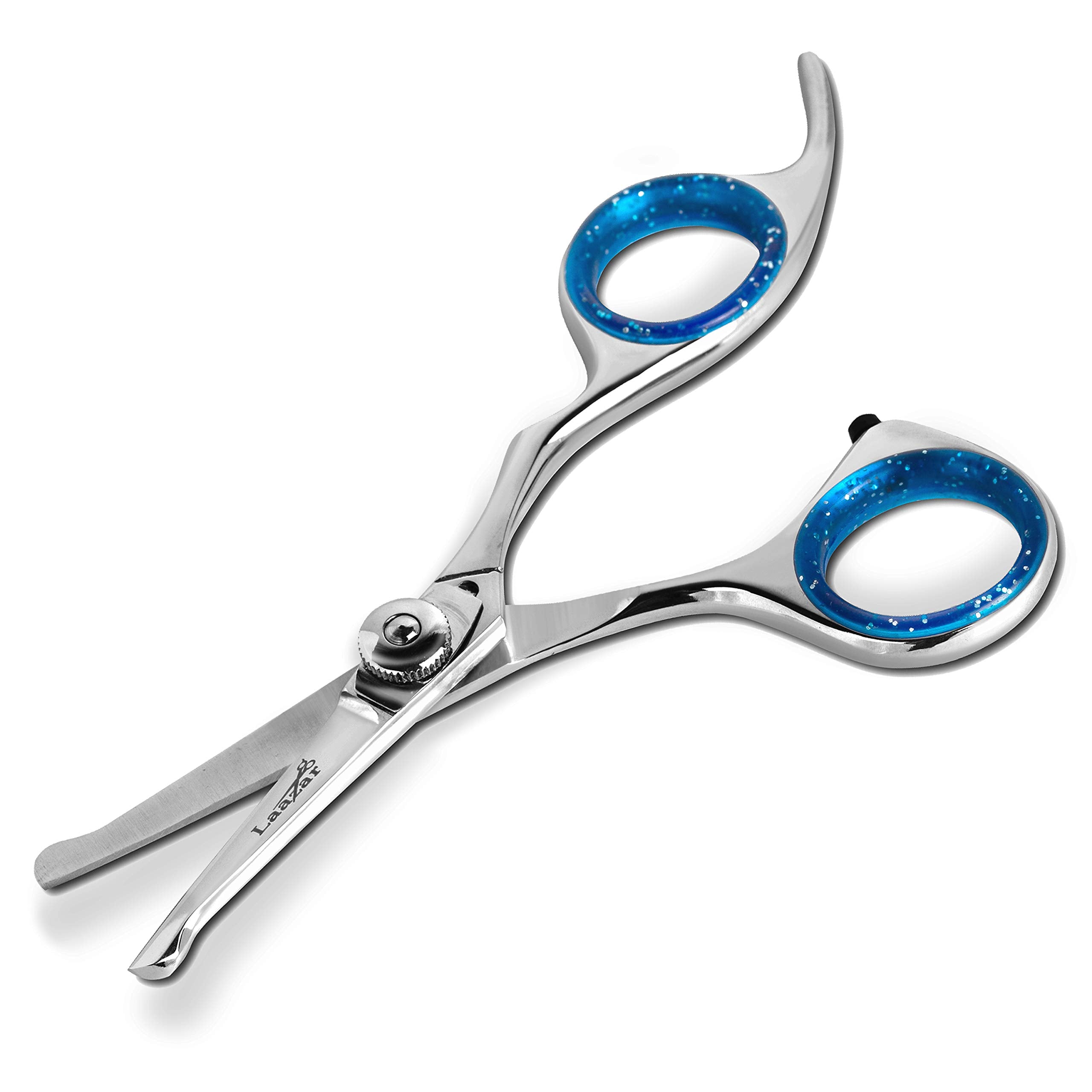 Laazar Straight Dog Grooming Scissors - Comfortable Around The Eyes Cat & Dog Scissors | Blunt Dog Trimming Scissors| Premium St