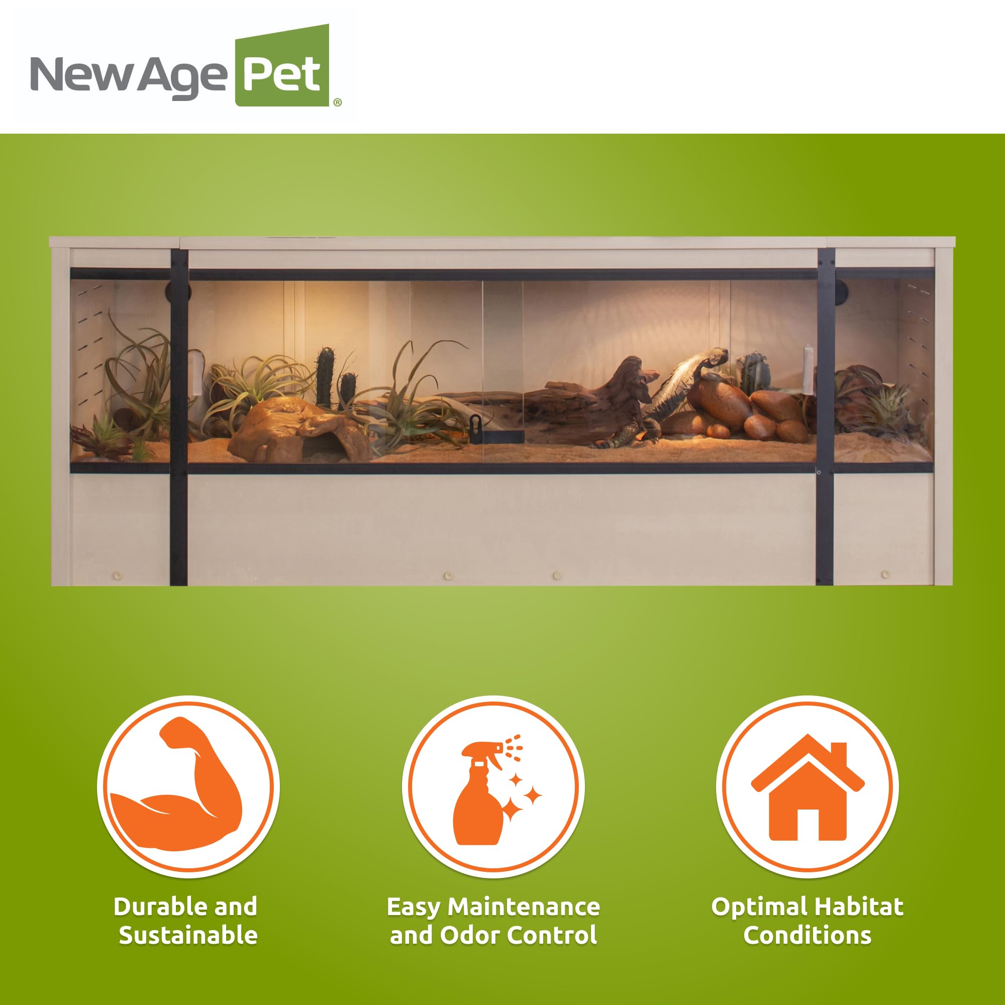 New Age Pet ECOFLEX 60-Inch Mojave Reptile Lounge in Maple- Durable, Moisture-Resistant Wood Plastic Composite Habitat with Vent