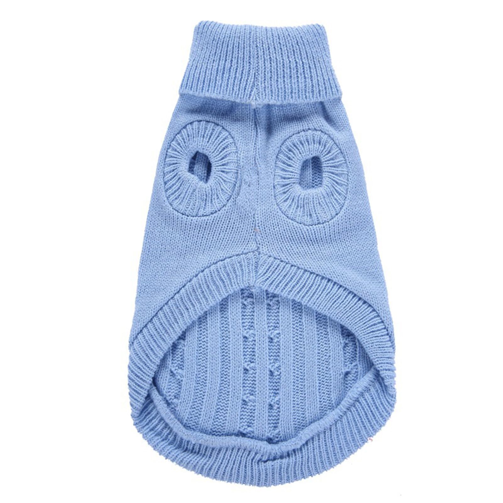 Small Dog Sweaters Knitted Pet Cat Sweater Warm Dog Sweatshirt Dog Winter Clothes Kitten Puppy Sweater (Small,Light Blue)